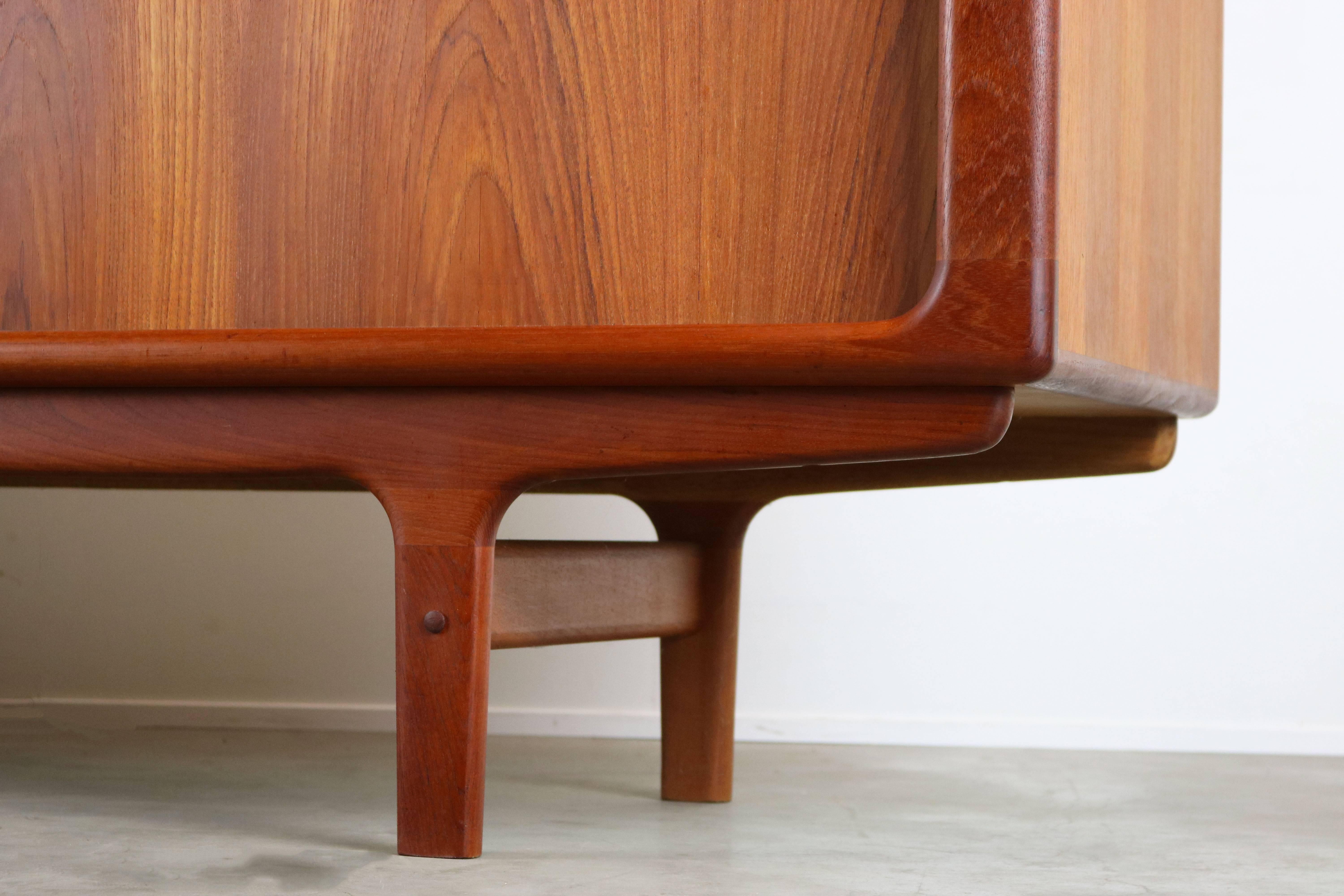 Magnificent Danish Sculpted Teak Sideboard / Credenza by Dyrlund Tambour Doors 3