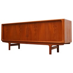 Magnificent Danish Sculpted Teak Sideboard / Credenza by Dyrlund Tambour Doors