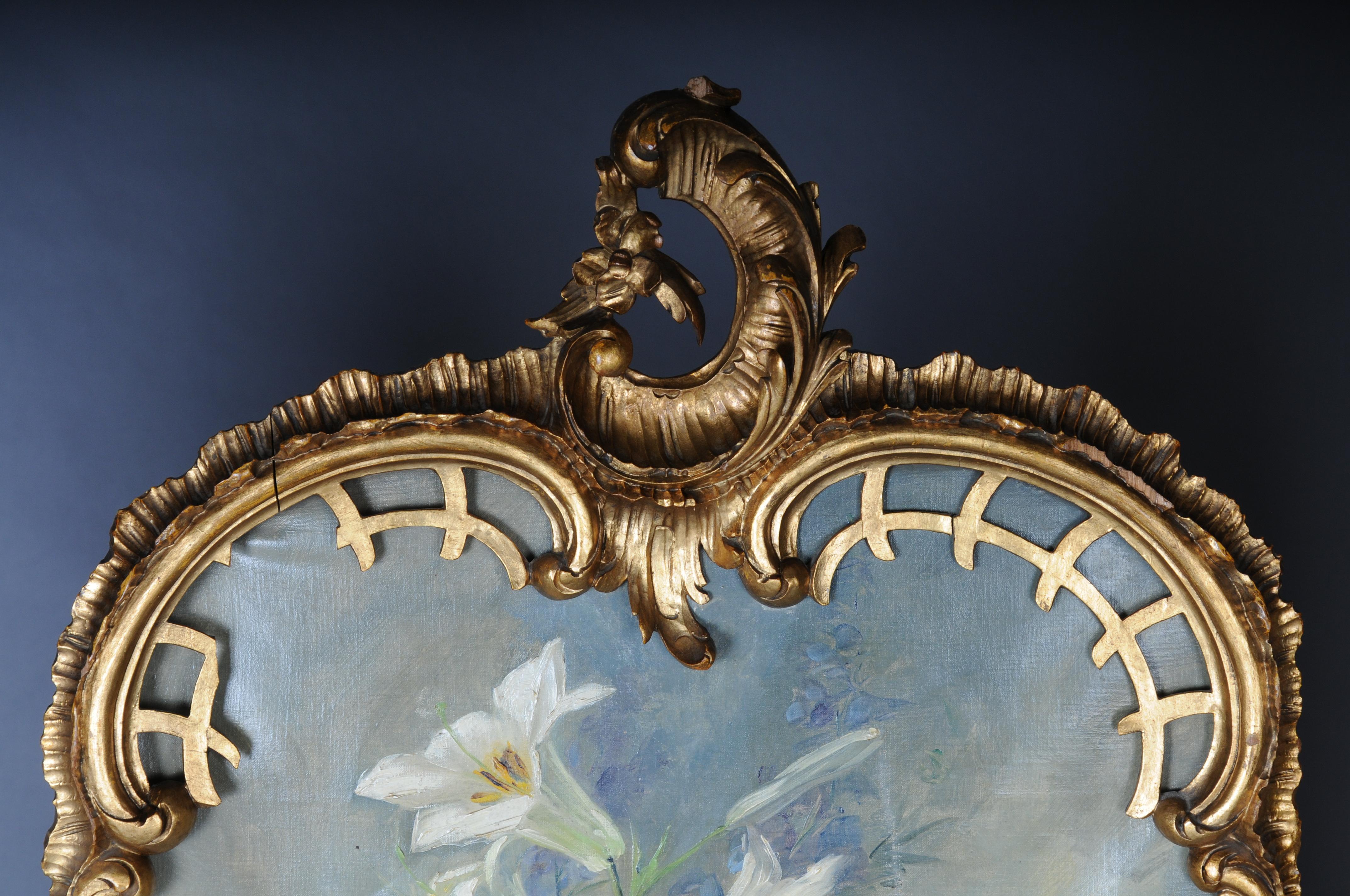 Magnificent decorative Rococo Paravent/Room divider from the Belle Époque, 1880 For Sale 3