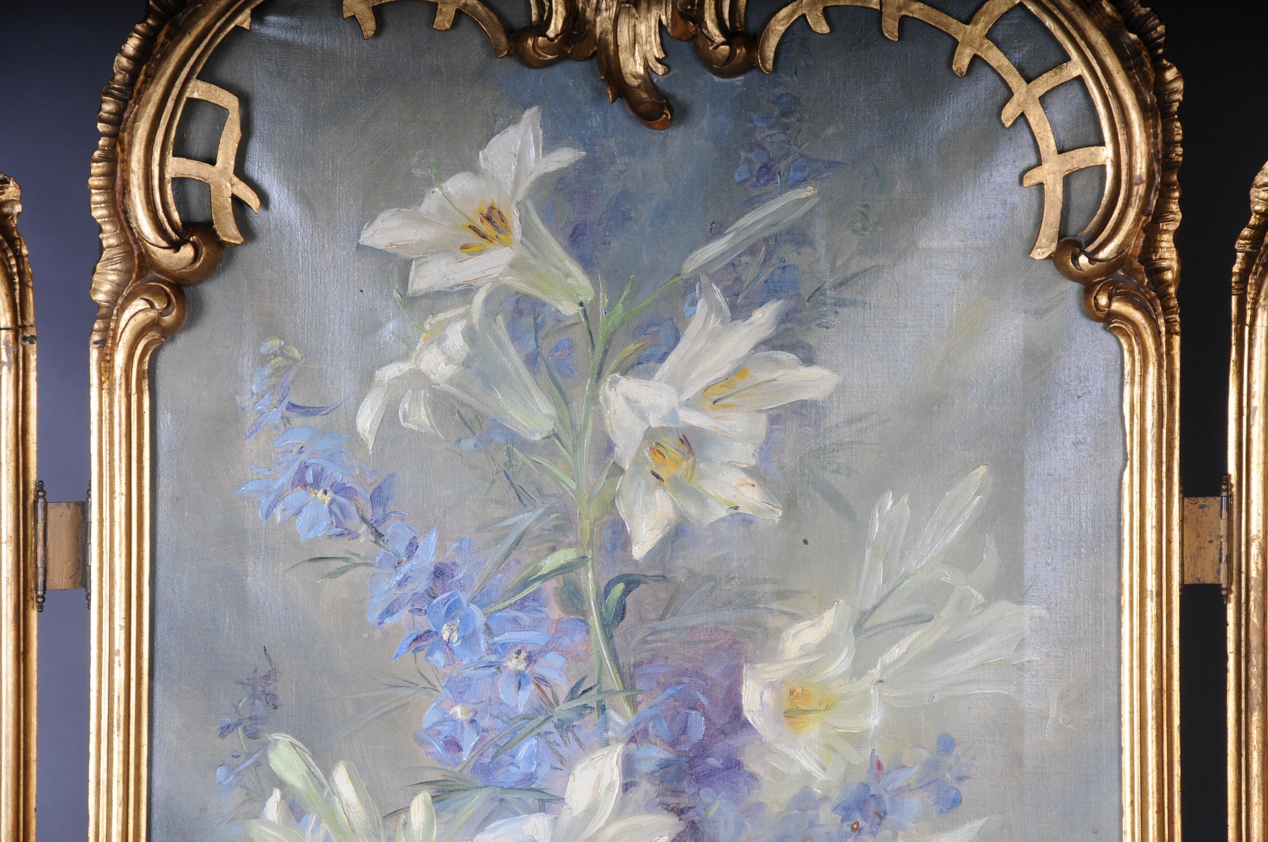 Magnificent decorative Rococo Paravent/Room divider from the Belle Époque, 1880 For Sale 4
