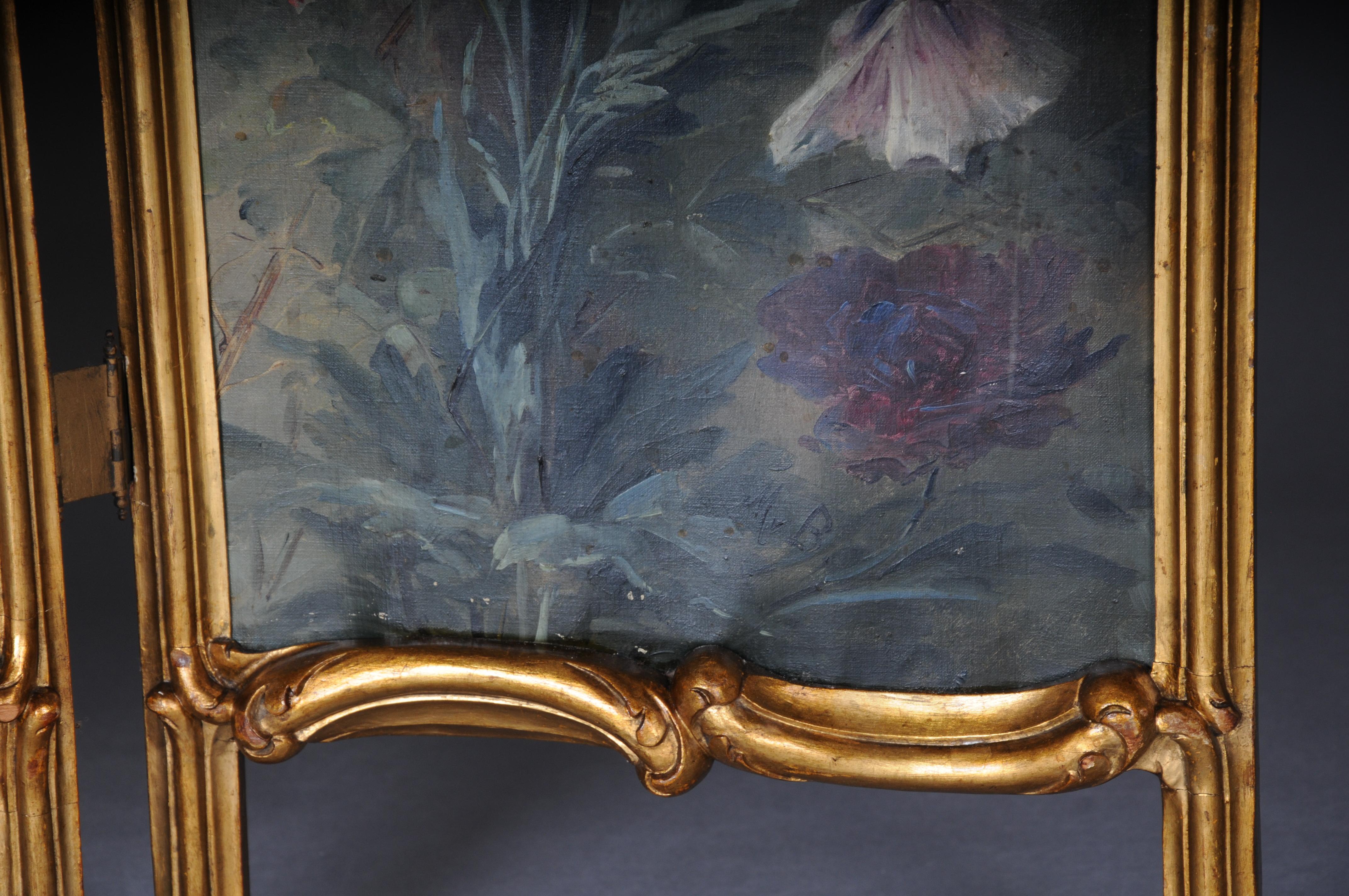 Magnificent decorative Rococo Paravent/Room divider from the Belle Époque, 1880 For Sale 9
