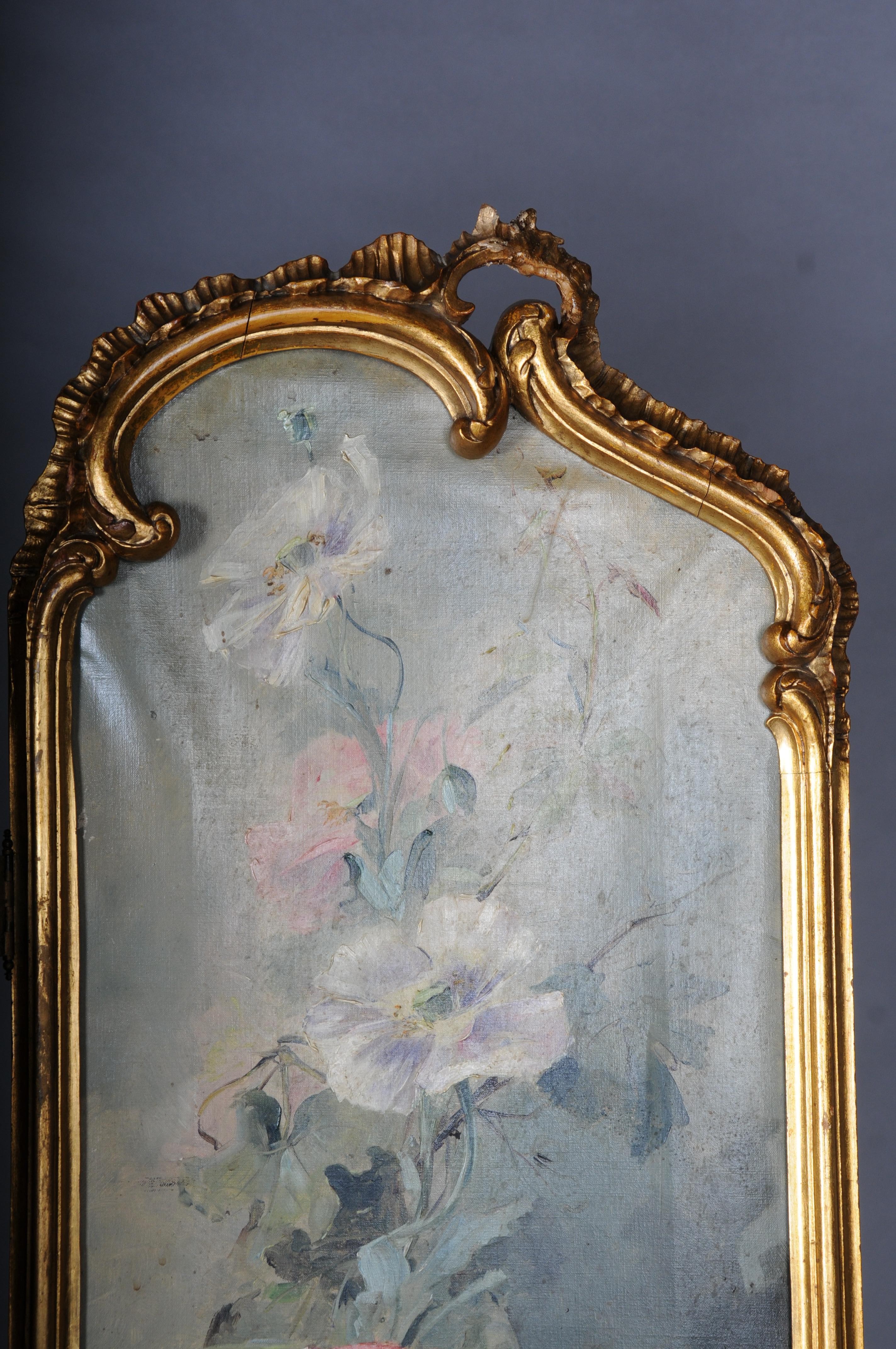 Magnificent decorative Rococo Paravent/Room divider from the Belle Époque, 1880 For Sale 10