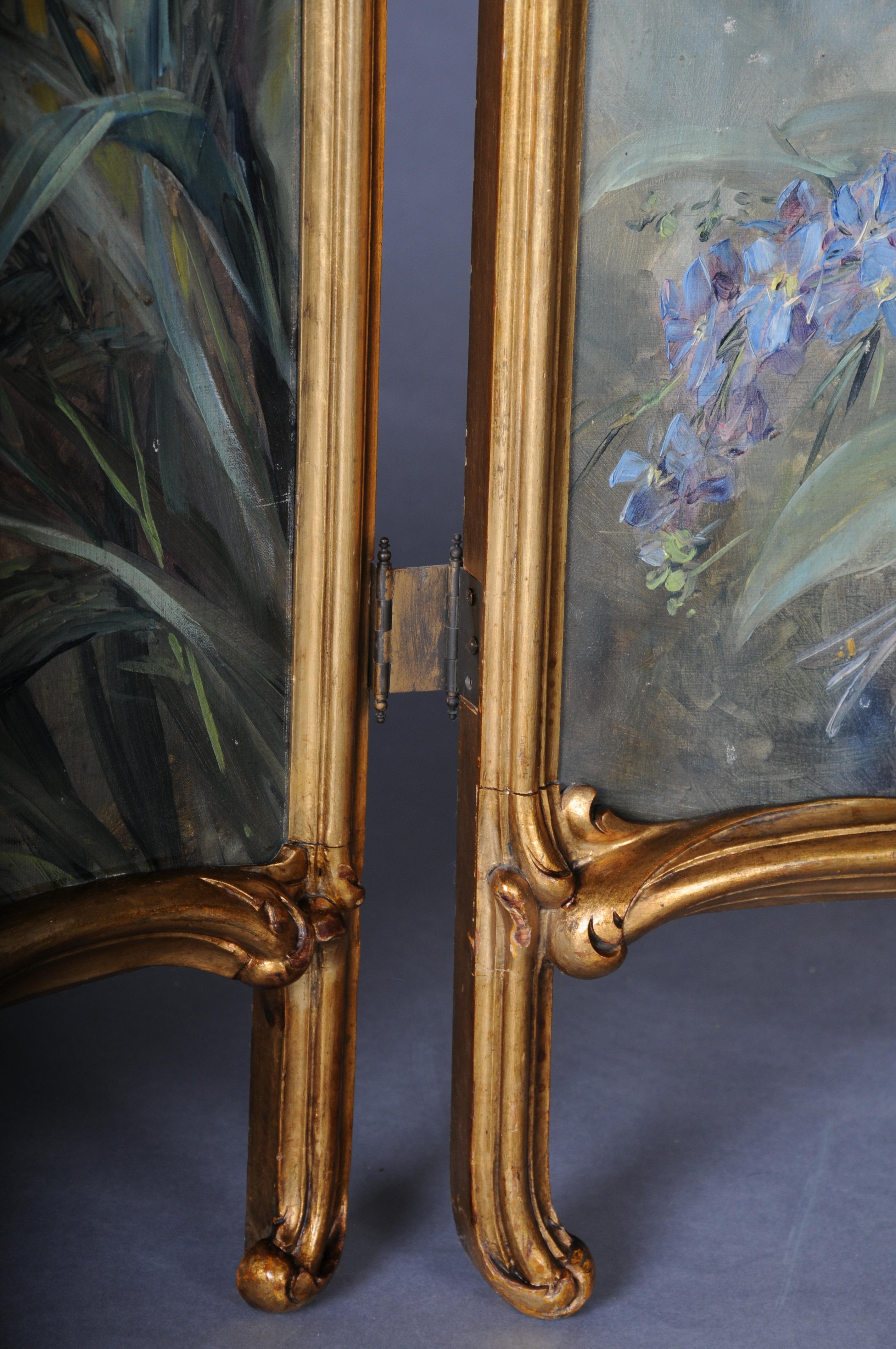 Magnificent decorative Rococo Paravent/Room divider from the Belle Époque, 1880 For Sale 11