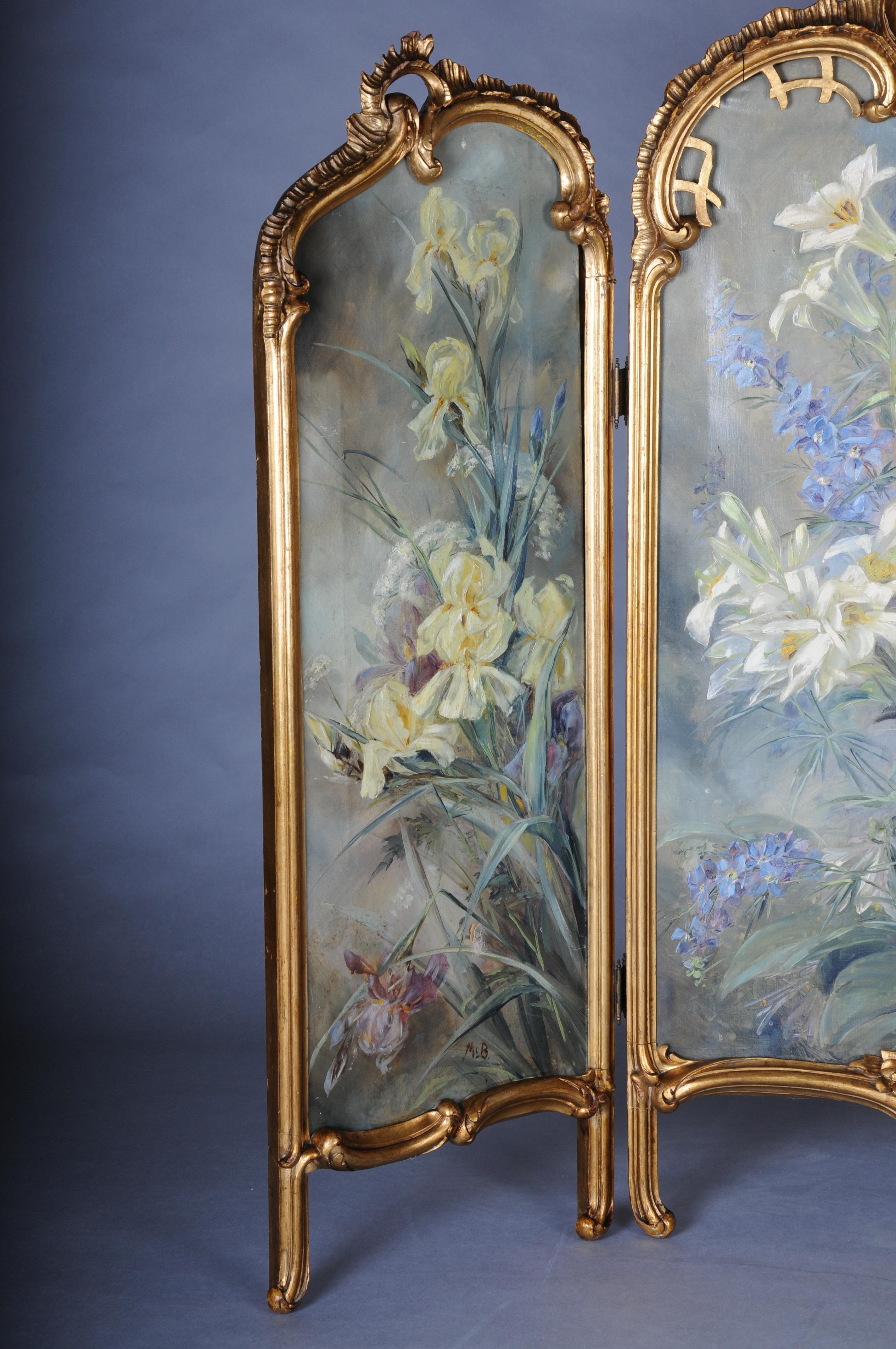 Hand-Carved Magnificent decorative Rococo Paravent/Room divider from the Belle Époque, 1880 For Sale
