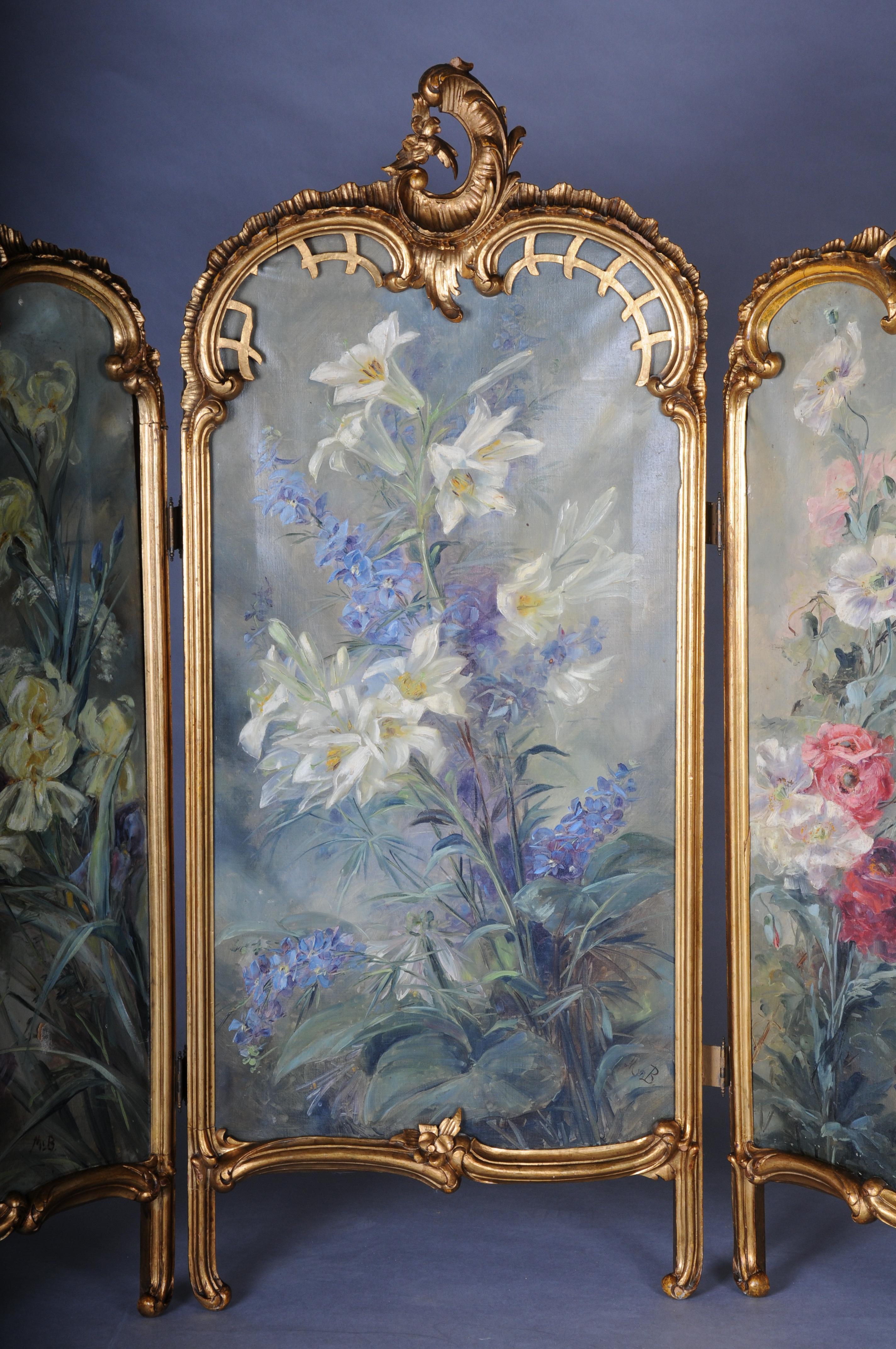 Magnificent decorative Rococo Paravent/Room divider from the Belle Époque, 1880 In Good Condition For Sale In Berlin, DE