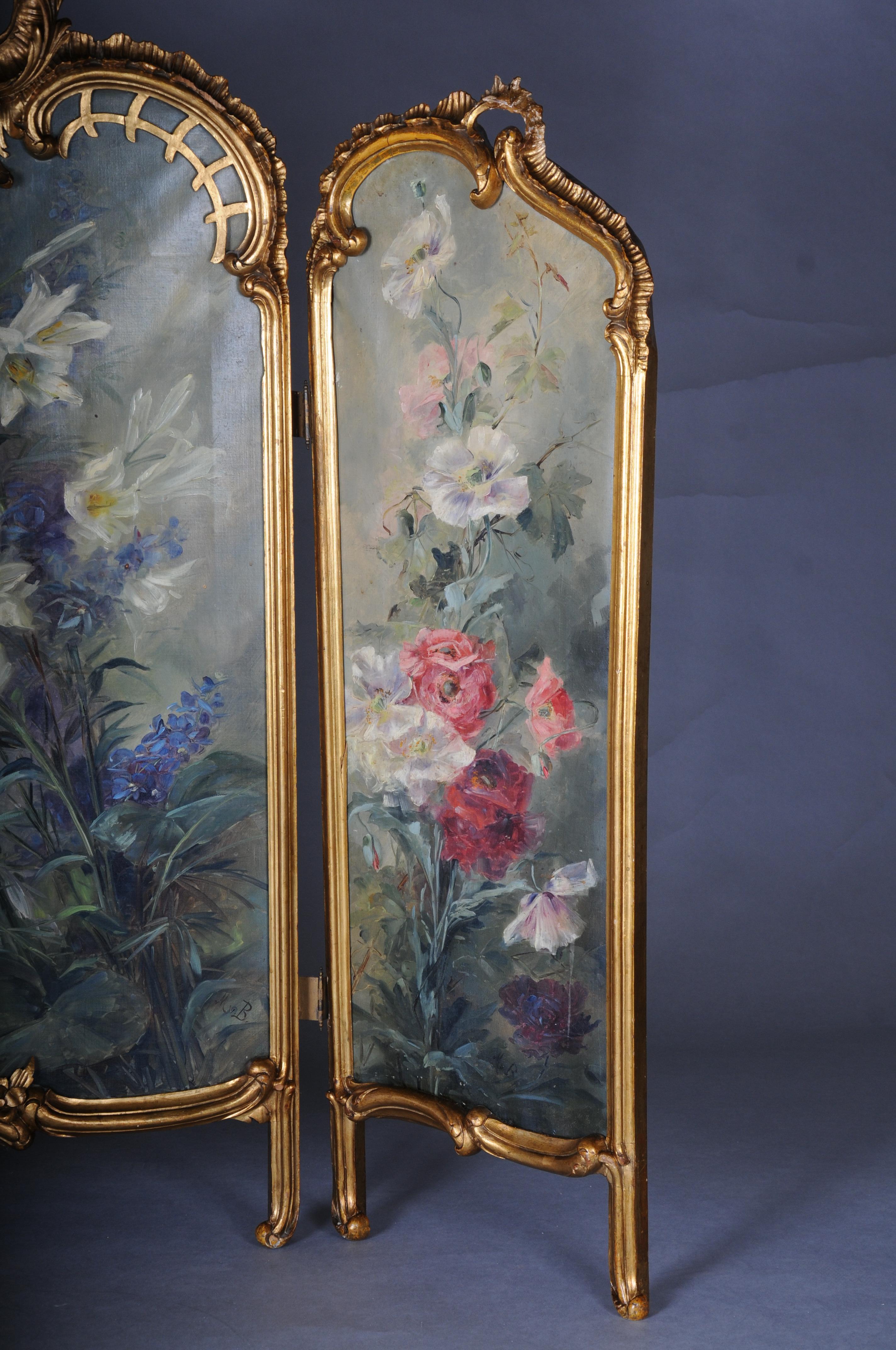 19th Century Magnificent decorative Rococo Paravent/Room divider from the Belle Époque, 1880 For Sale