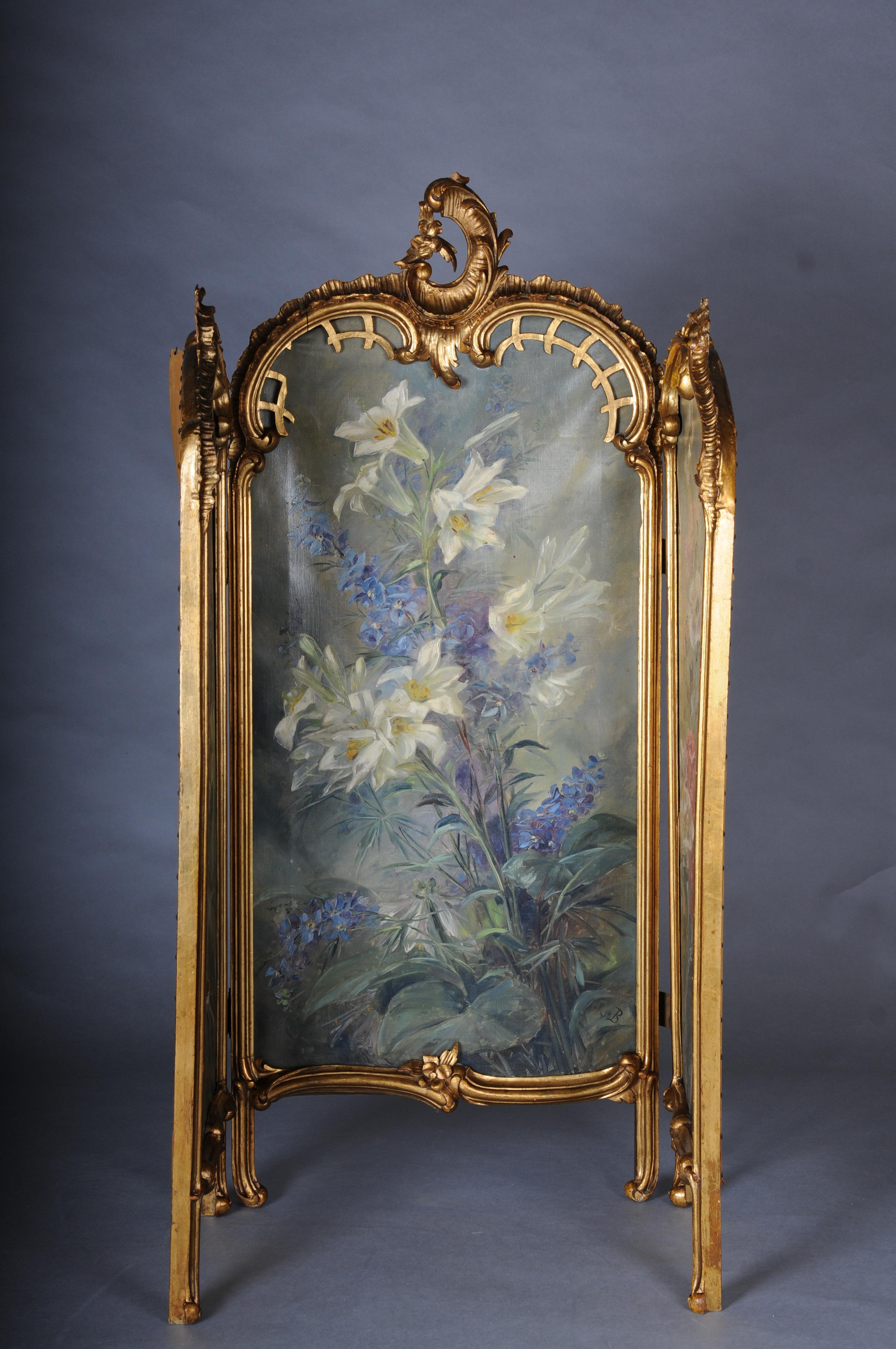 Canvas Magnificent decorative Rococo Paravent/Room divider from the Belle Époque, 1880 For Sale