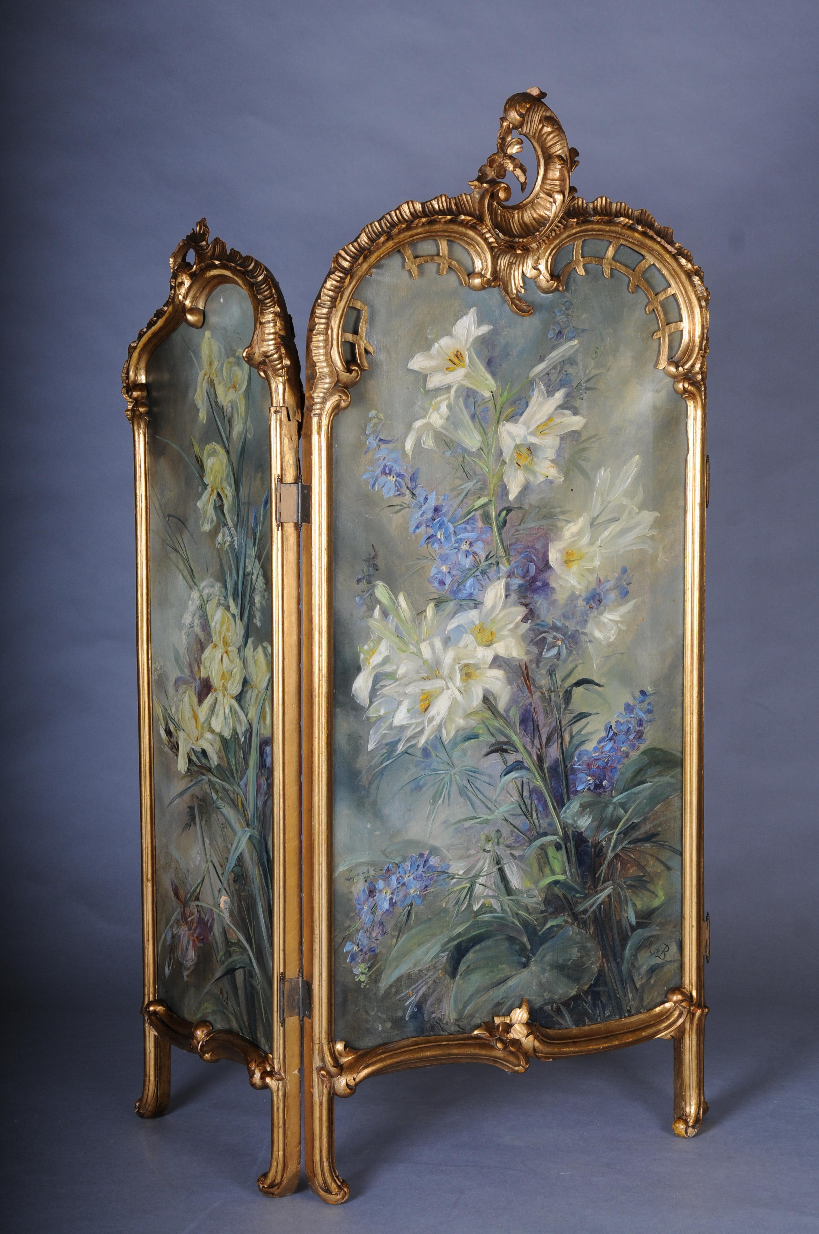 Magnificent decorative Rococo Paravent/Room divider from the Belle Époque, 1880 For Sale 1