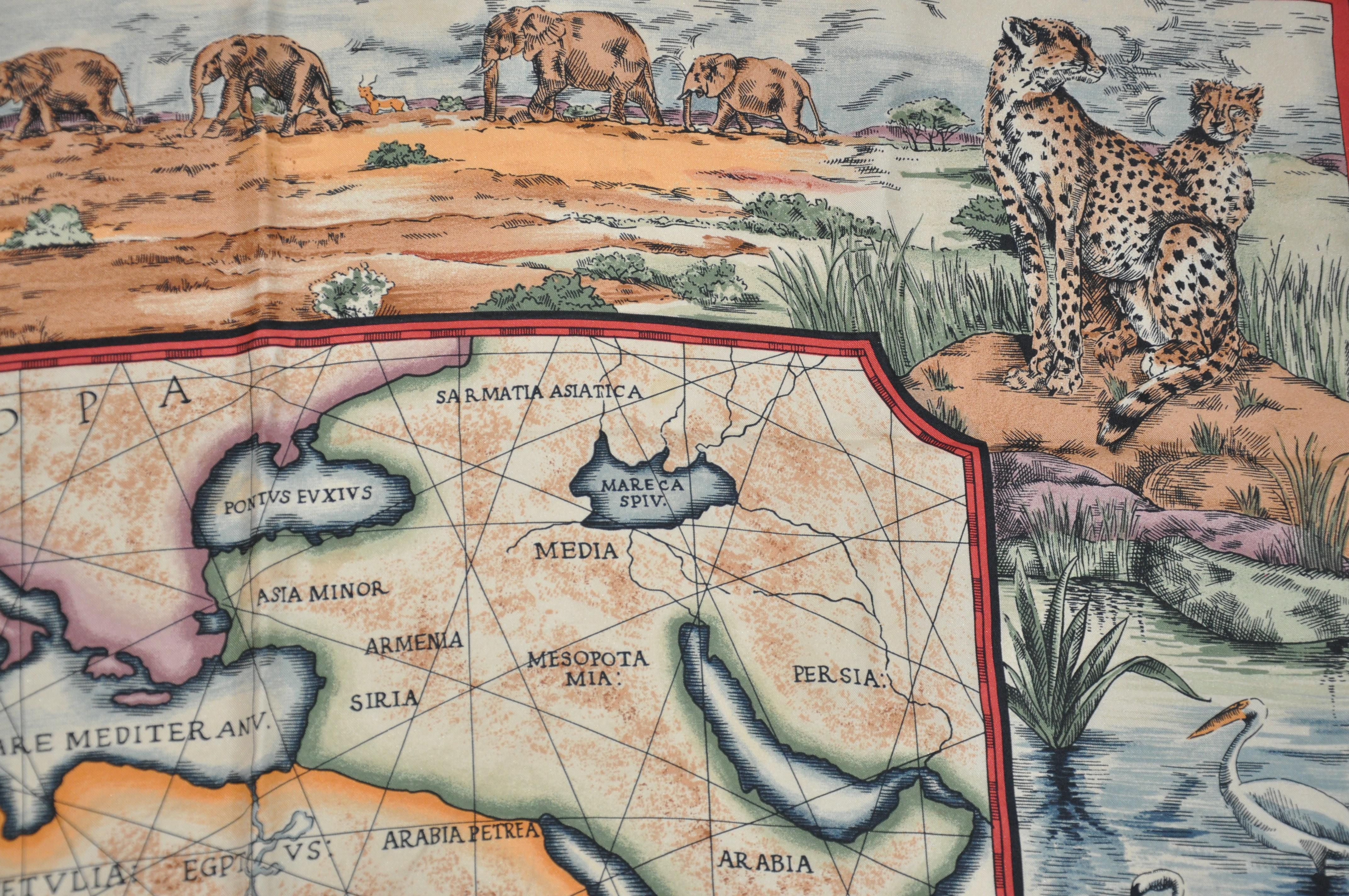 Magnifique écharpe en soie « Map of Africa » avec détails détaillés en vente 5