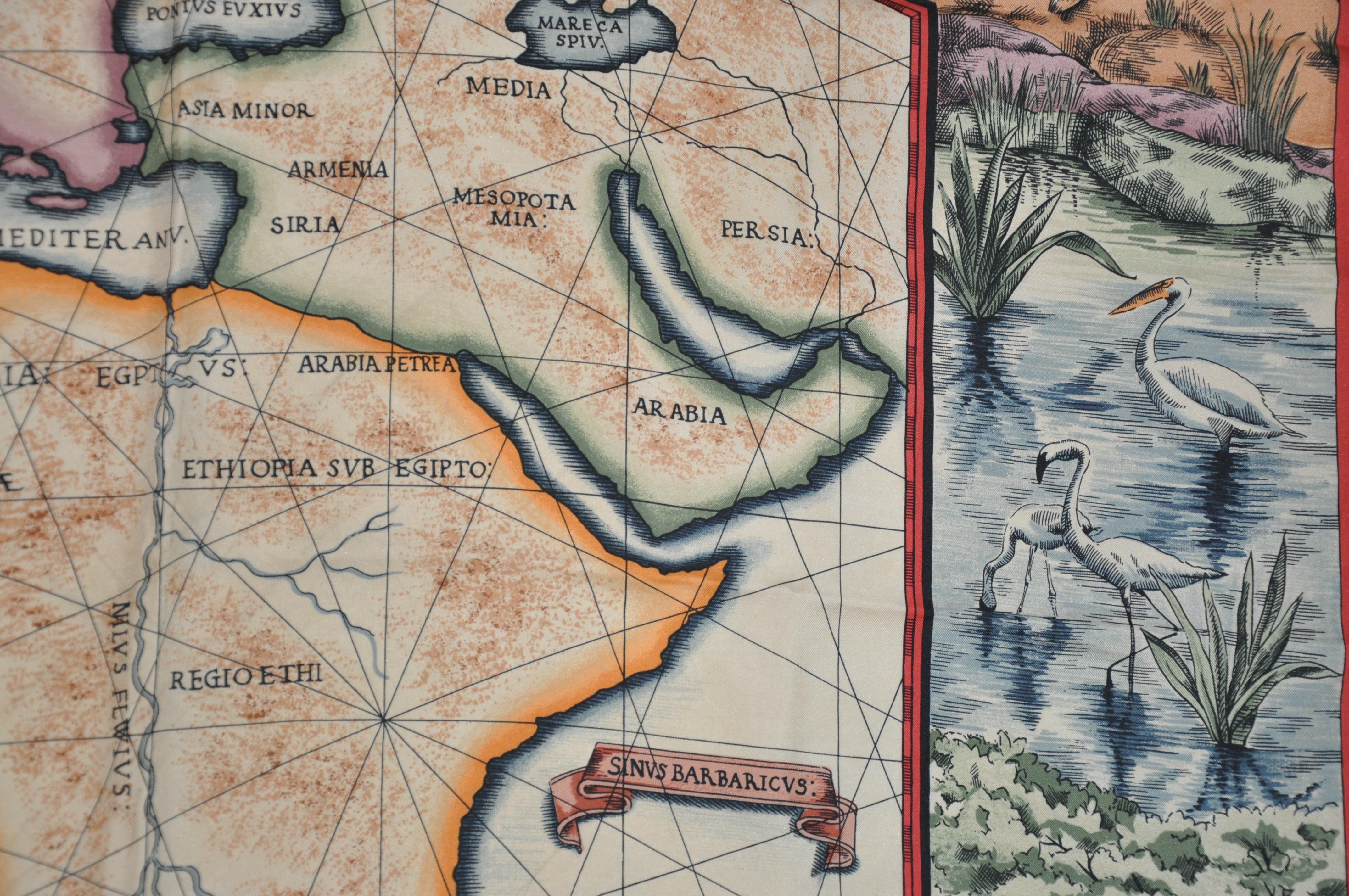 Magnifique écharpe en soie « Map of Africa » avec détails détaillés en vente 6
