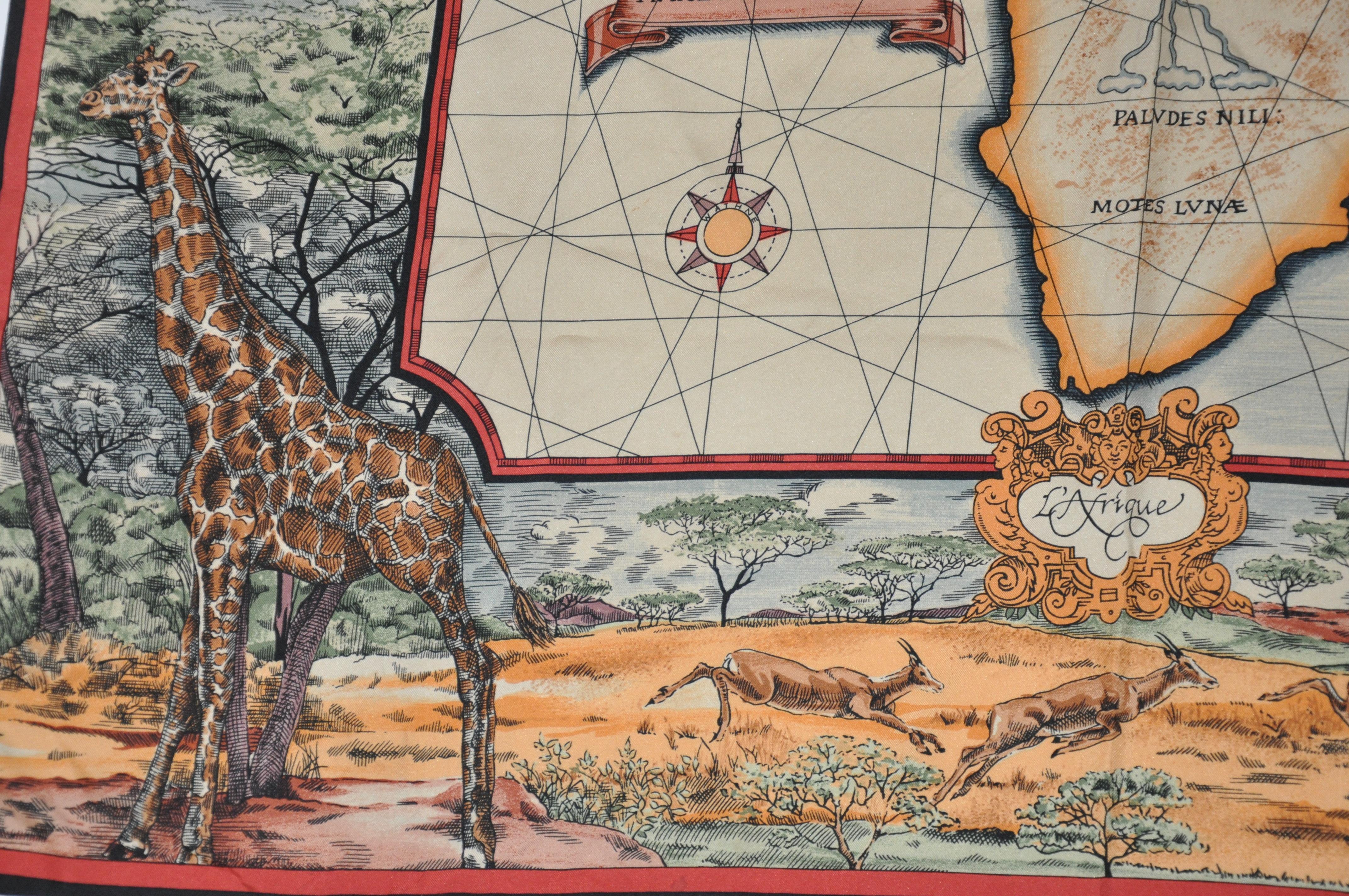 Magnifique écharpe en soie « Map of Africa » avec détails détaillés en vente 8