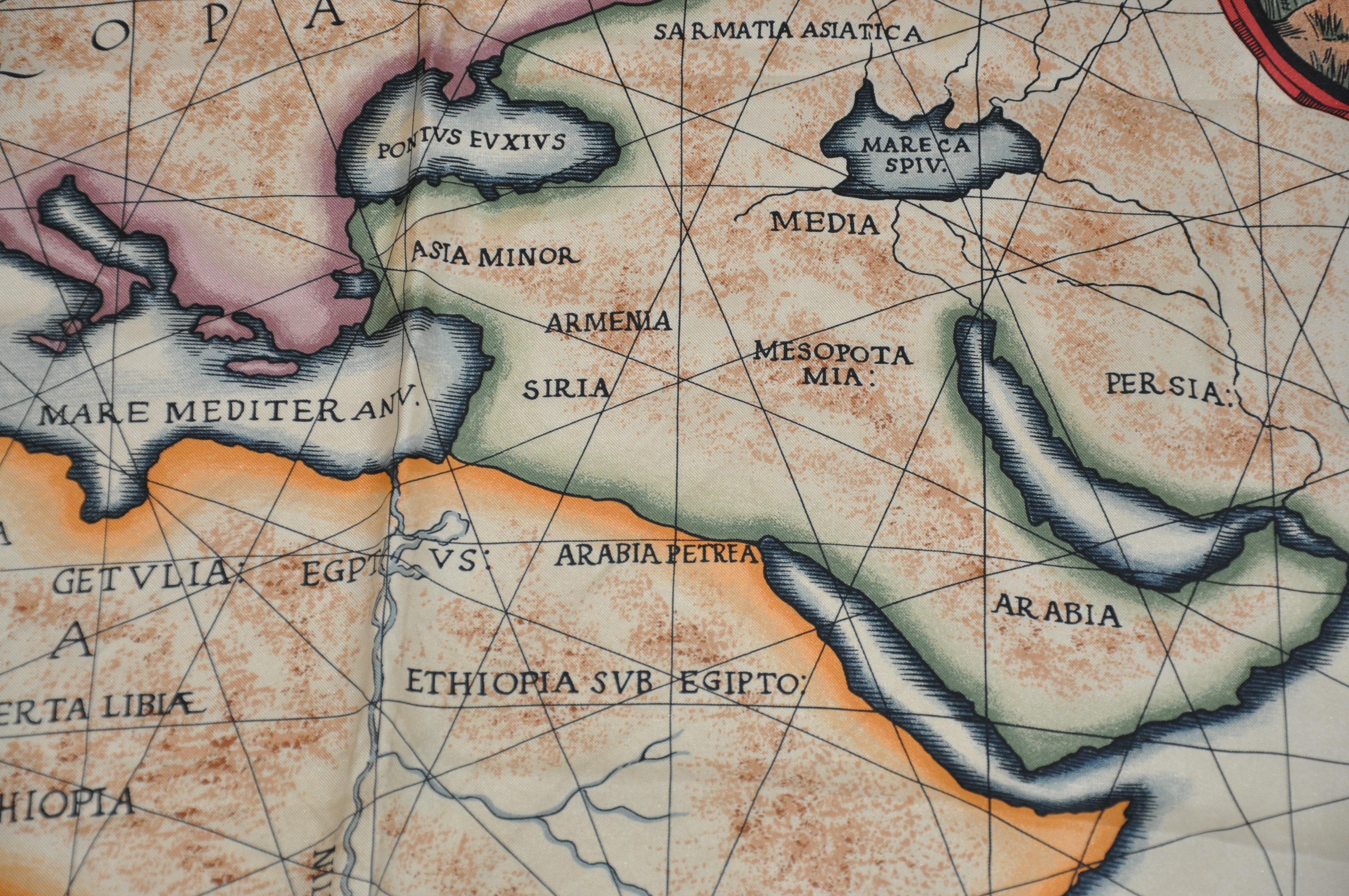 Magnifique écharpe en soie « Map of Africa » avec détails détaillés Unisexe en vente
