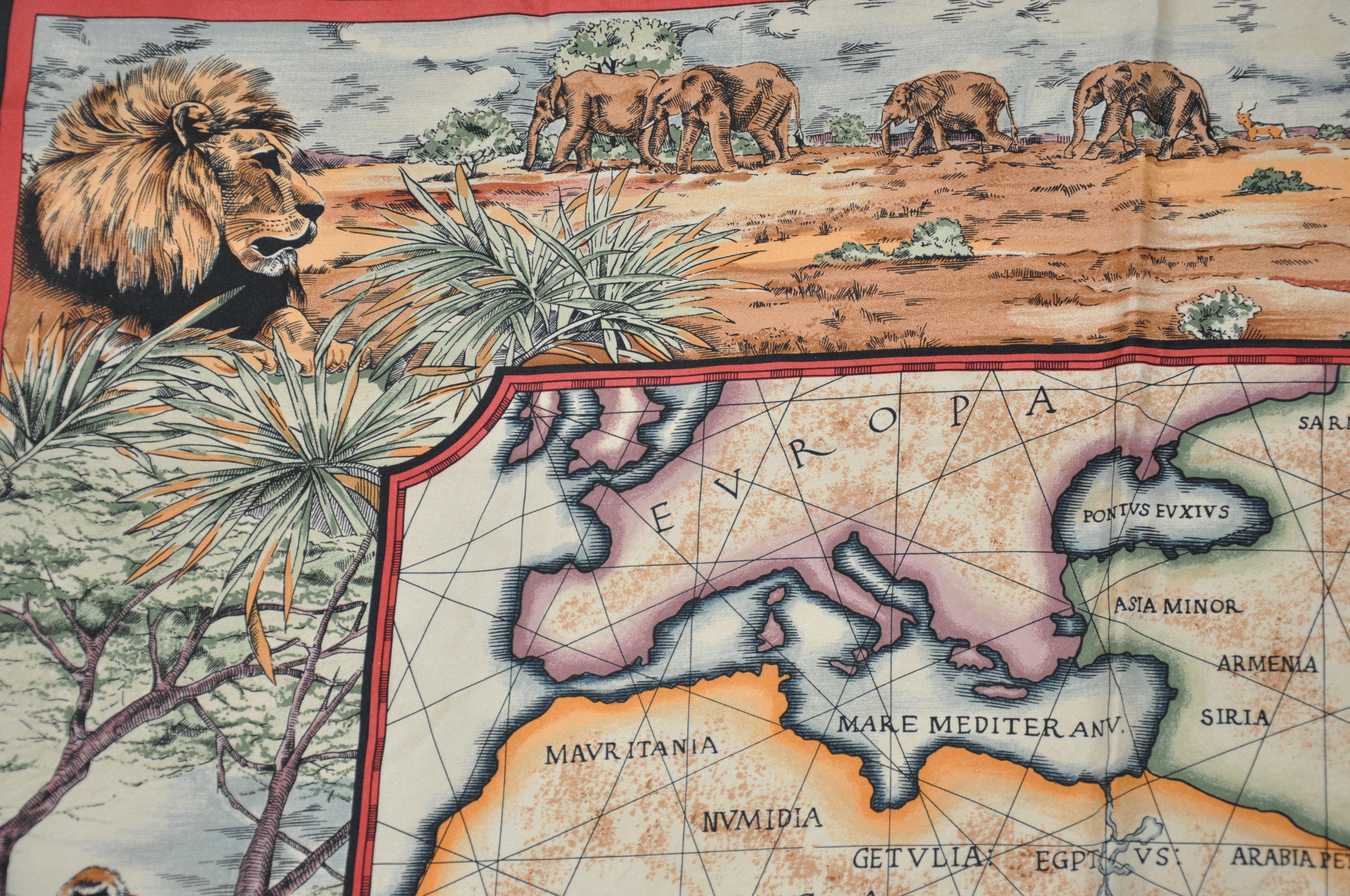 Magnifique écharpe en soie « Map of Africa » avec détails détaillés en vente 3