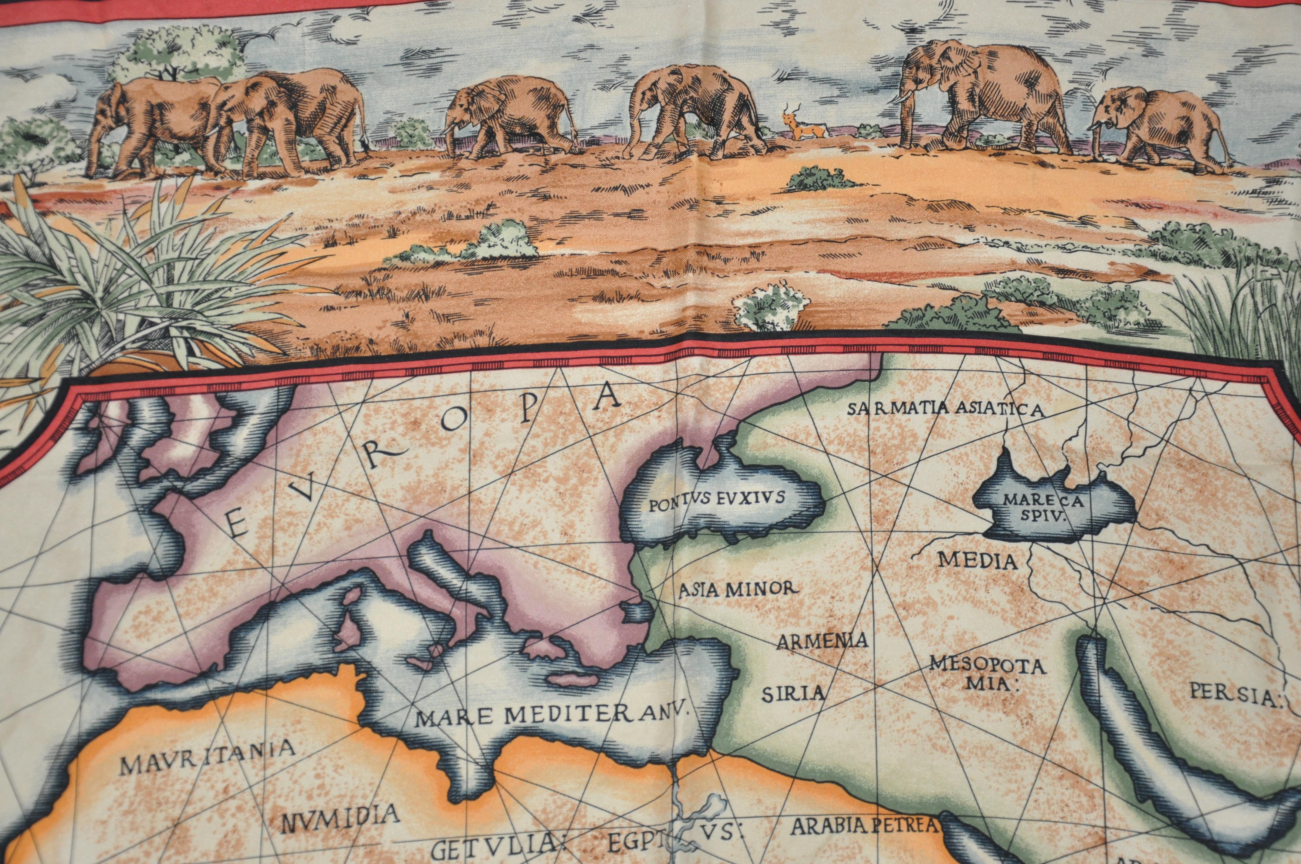 Magnifique écharpe en soie « Map of Africa » avec détails détaillés en vente 4