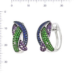 Magnificent Diamond Amethyst Citrine Blue Sapphire White Gold Earrings