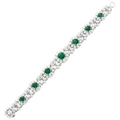 Magnificent Diamond and Colombian Emerald Bracelet