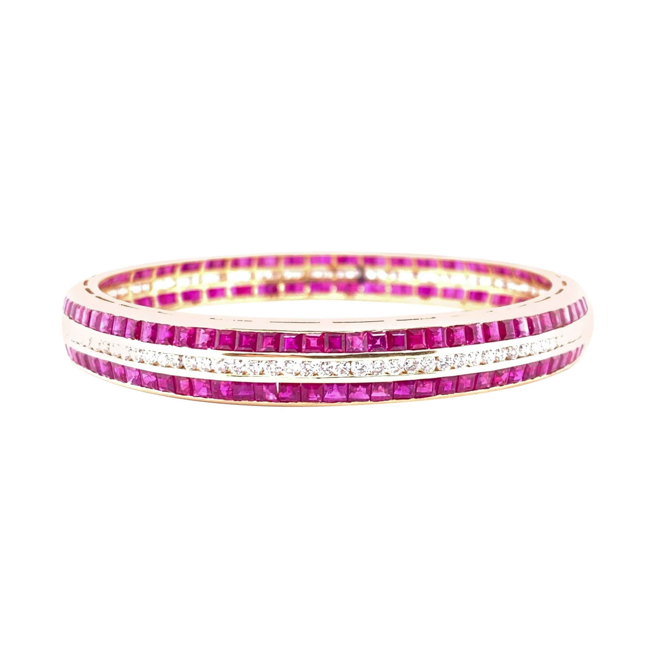 Diamond and Ruby Bangle Bracelet