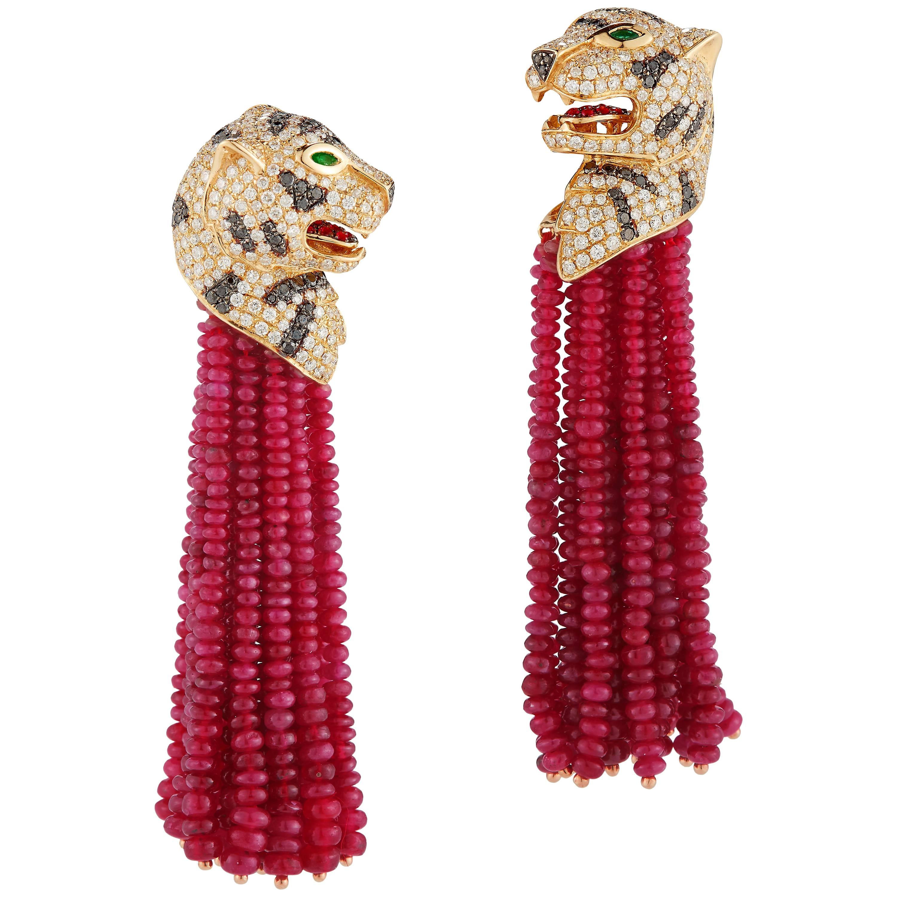 Magnificent Diamond and Ruby Earrings