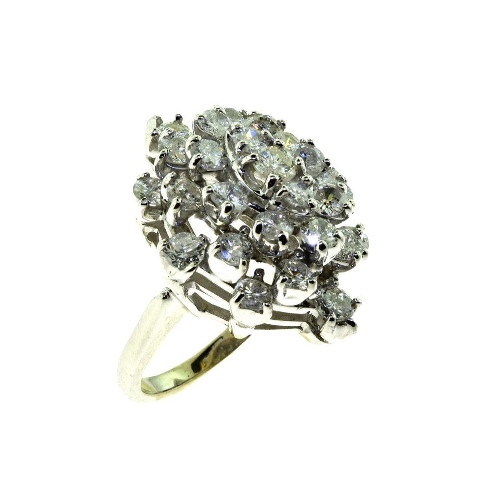 Women's or Men's Magnificent Diamond Cocktail Cluster Ring White Gold Ring