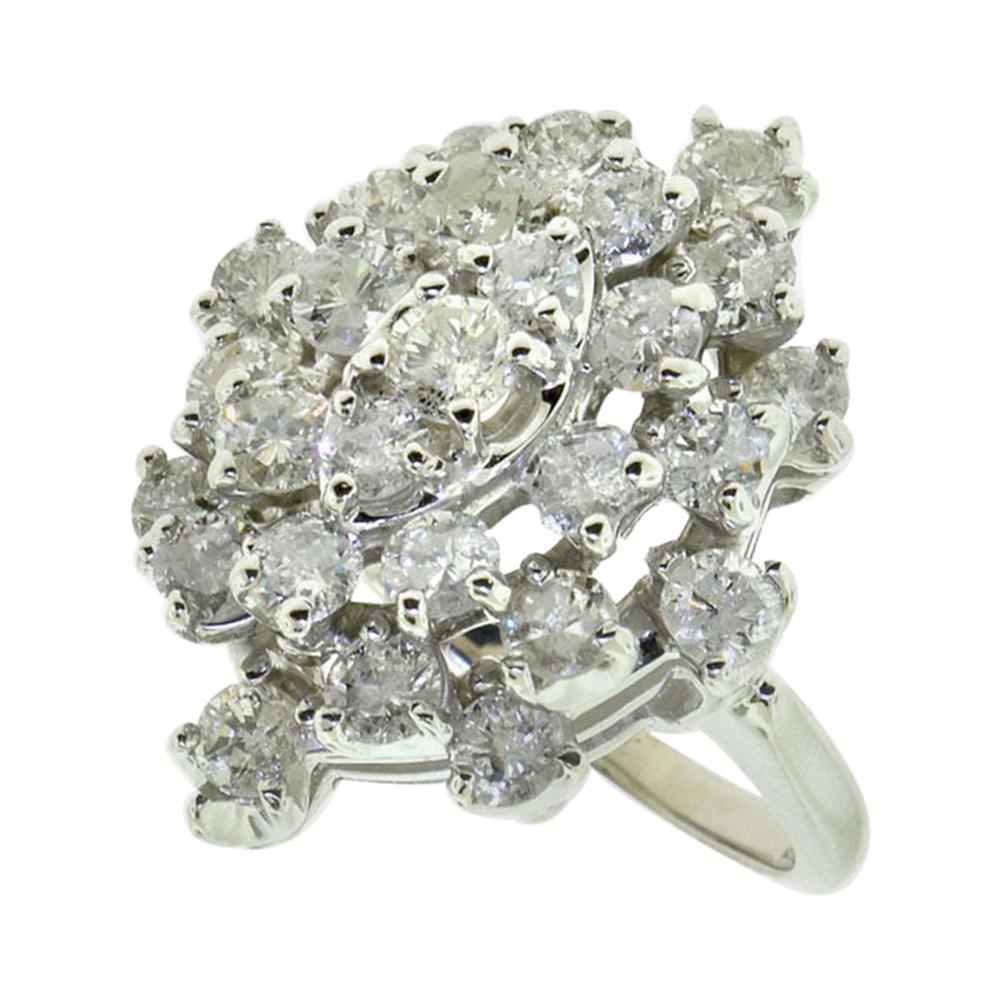 Magnificent Diamond Cocktail Cluster Ring White Gold Ring