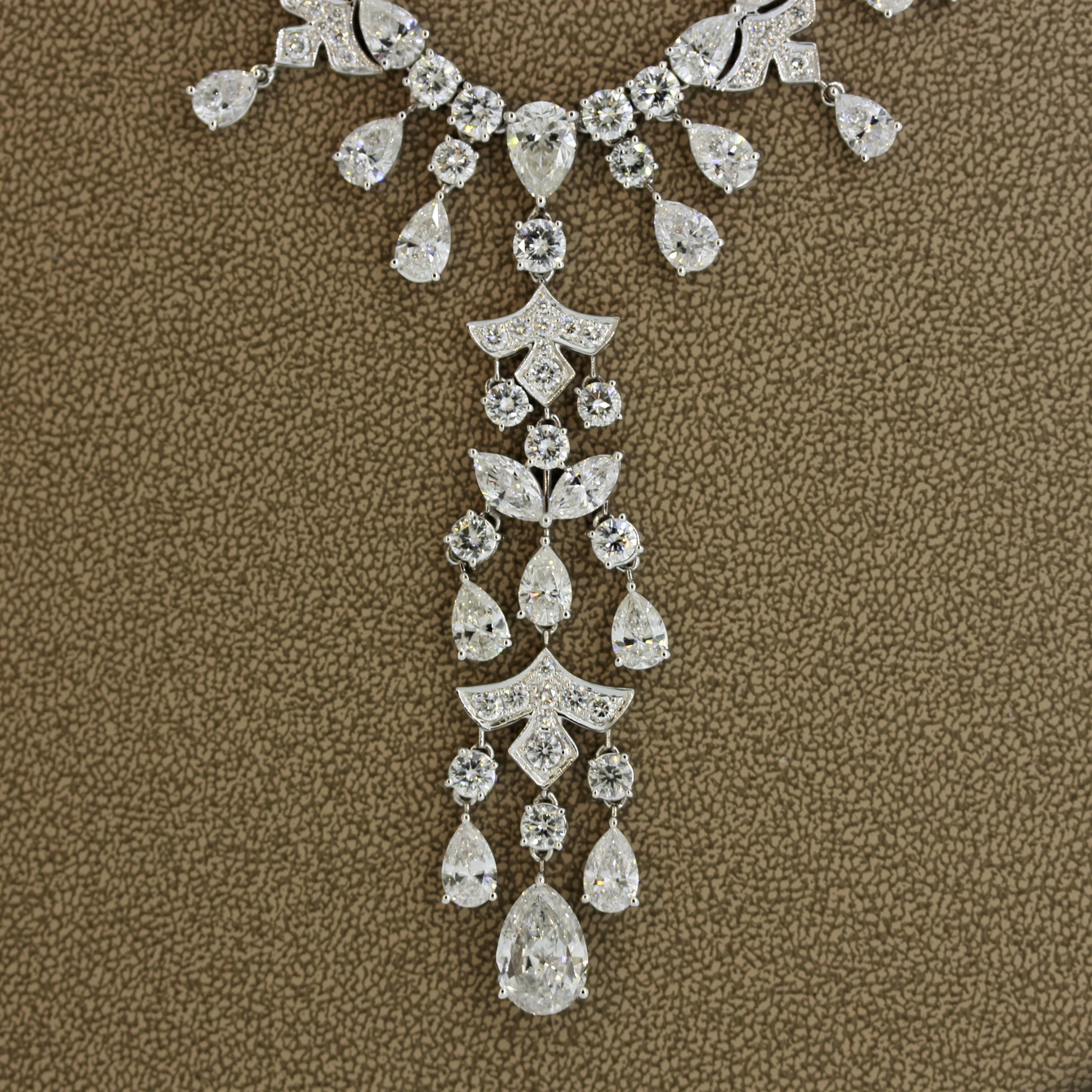 Magnificent Diamond Drop Dinner Necklace For Sale 1
