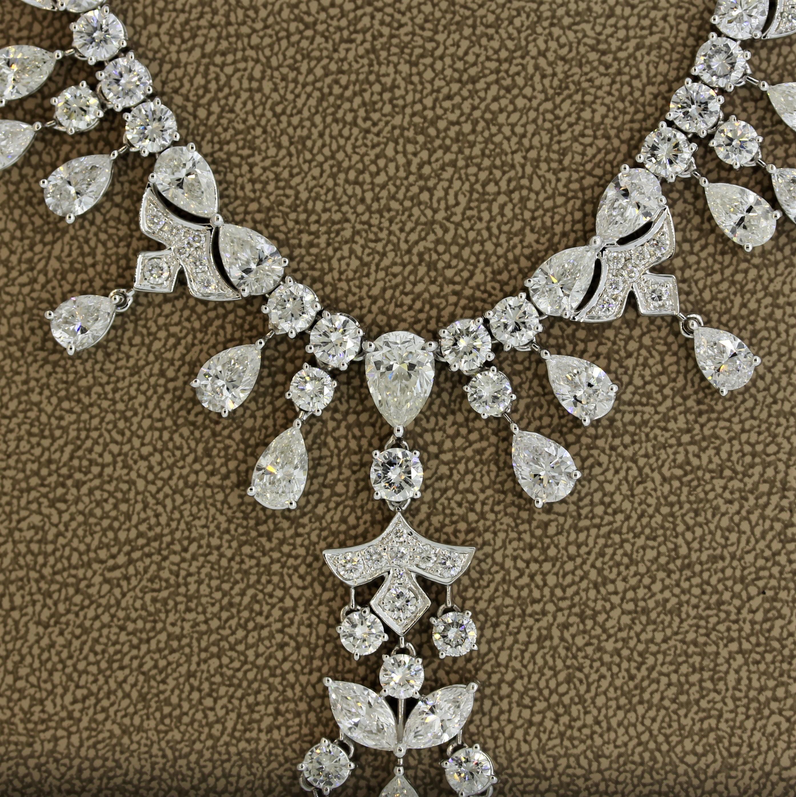 Mixed Cut Magnificent Diamond Drop Dinner Necklace For Sale