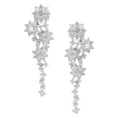 Magnifiques boucles d'oreilles pendantes en or blanc 18 carats avec diamants, bijouterie d'art