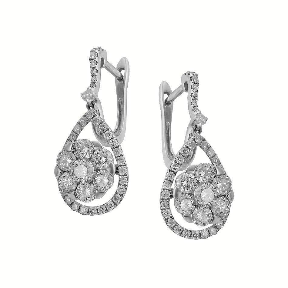 Antique Cushion Cut Magnificent Diamond Fine Jewelry White Gold Drop Earrings For Sale