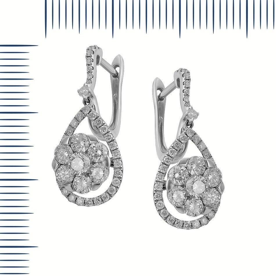 Magnificent Diamond Fine Jewelry White Gold Drop Earrings In New Condition For Sale In Montreux, CH