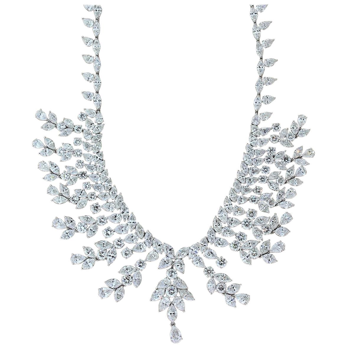 Magnificent Platinum Diamond Sapphire Necklace For Sale at 1stDibs
