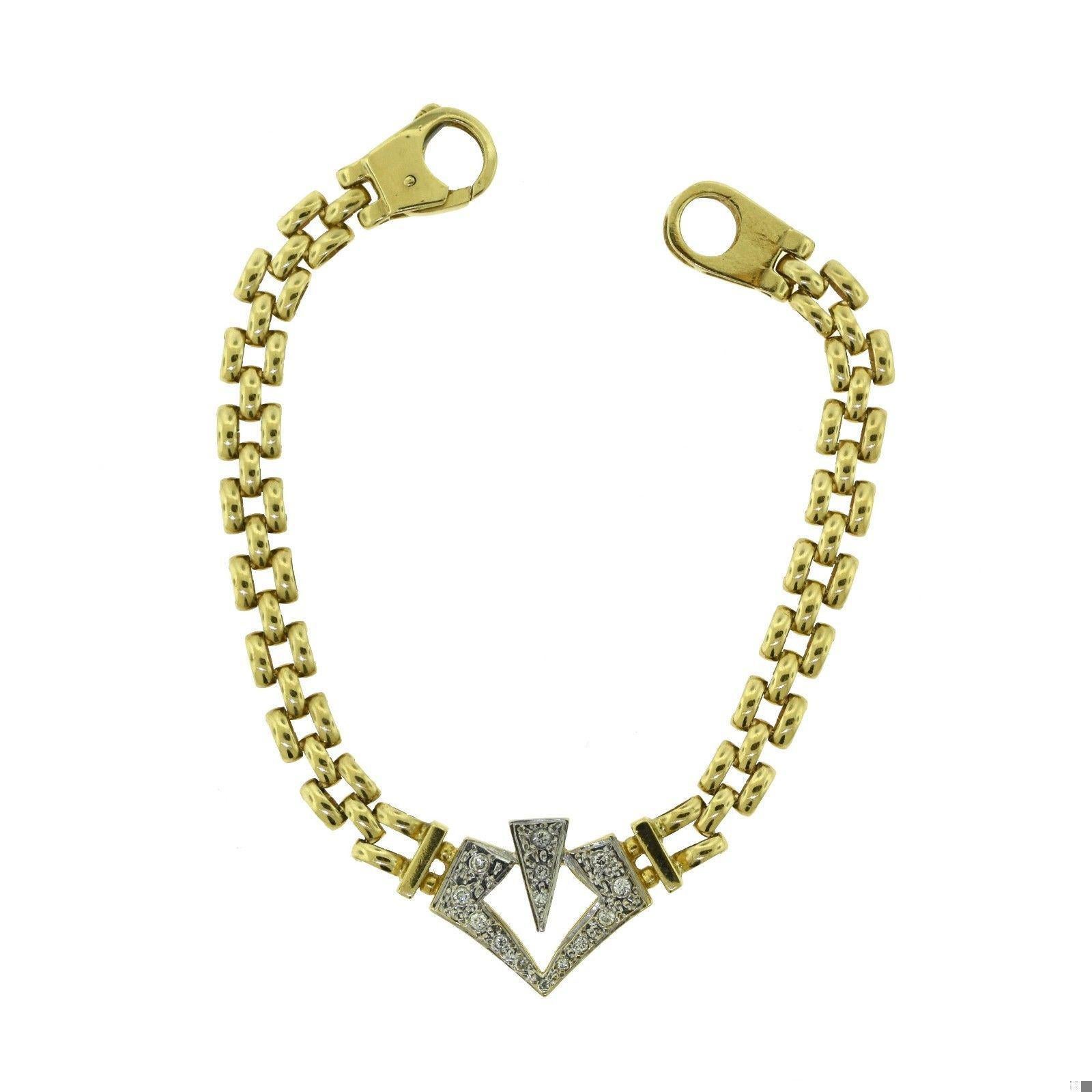 Magnifique diamant en forme de V Pendentif Link en or jaune classique en vente 3