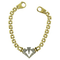 Magnificent Diamond V-Shaped Classic Yellow Gold Link Pendant