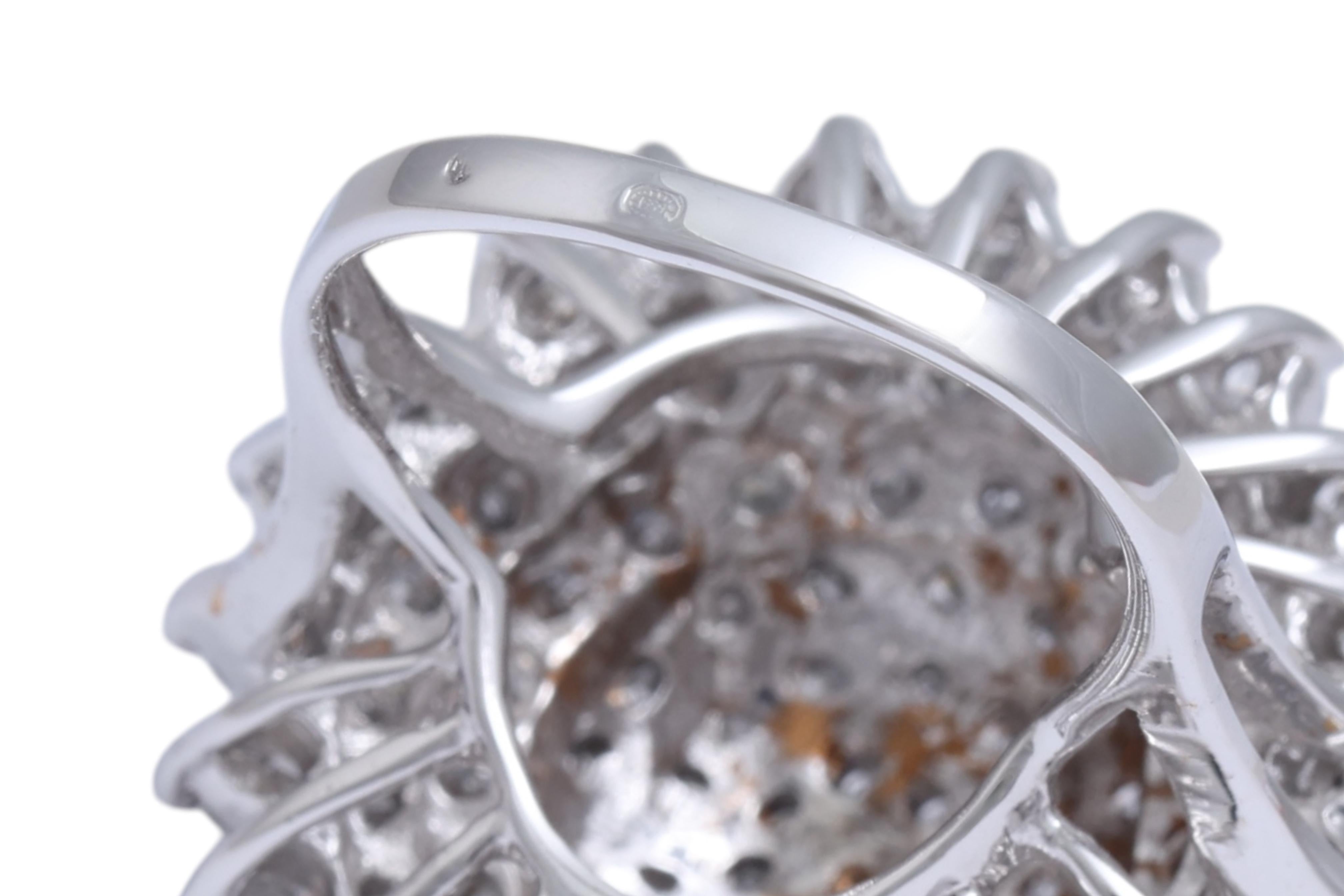 Magnificent Dome Flower/Tower Ring full of Diamonds For Sale 4