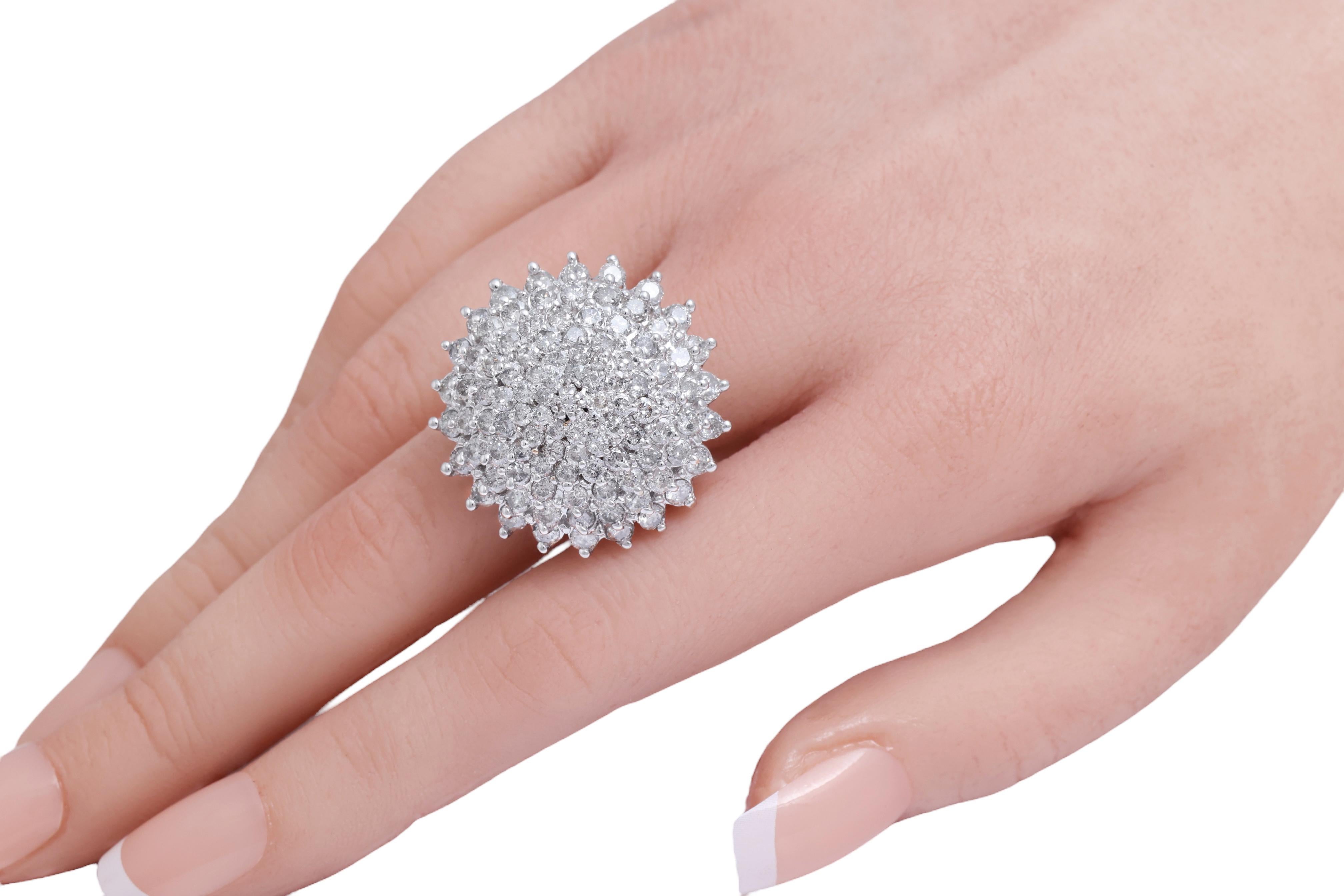 Magnificent Dome Flower/Tower Ring full of Diamonds For Sale 5