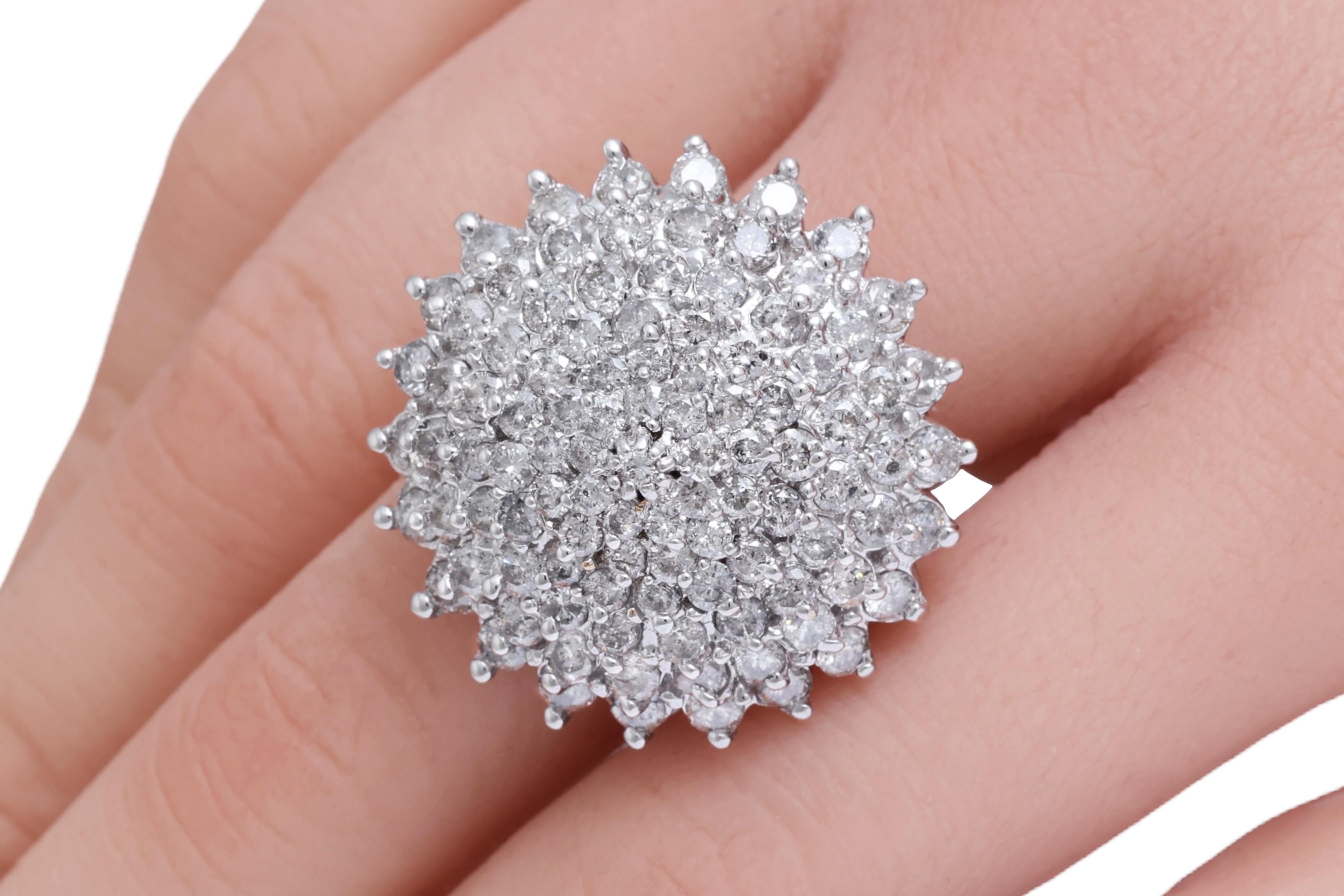 Magnificent Dome Flower/Tower Ring full of Diamonds For Sale 6