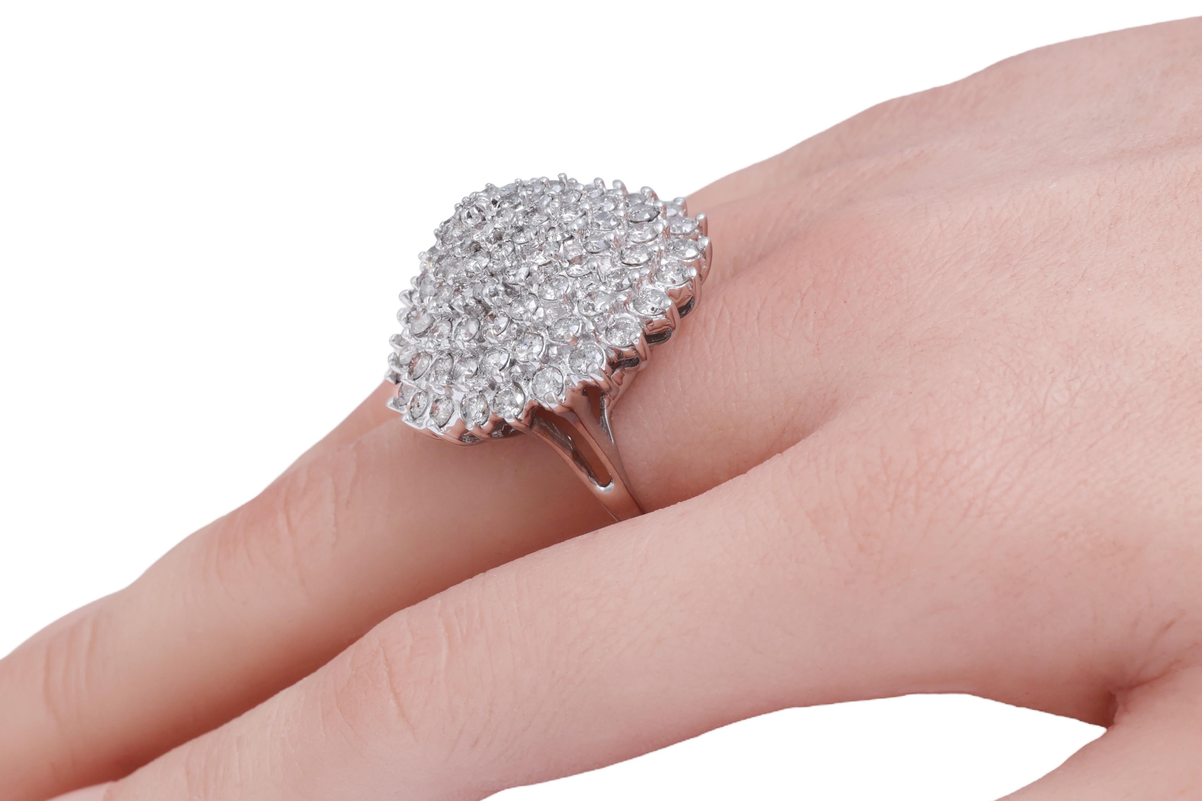 Magnificent Dome Flower/Tower Ring full of Diamonds For Sale 7