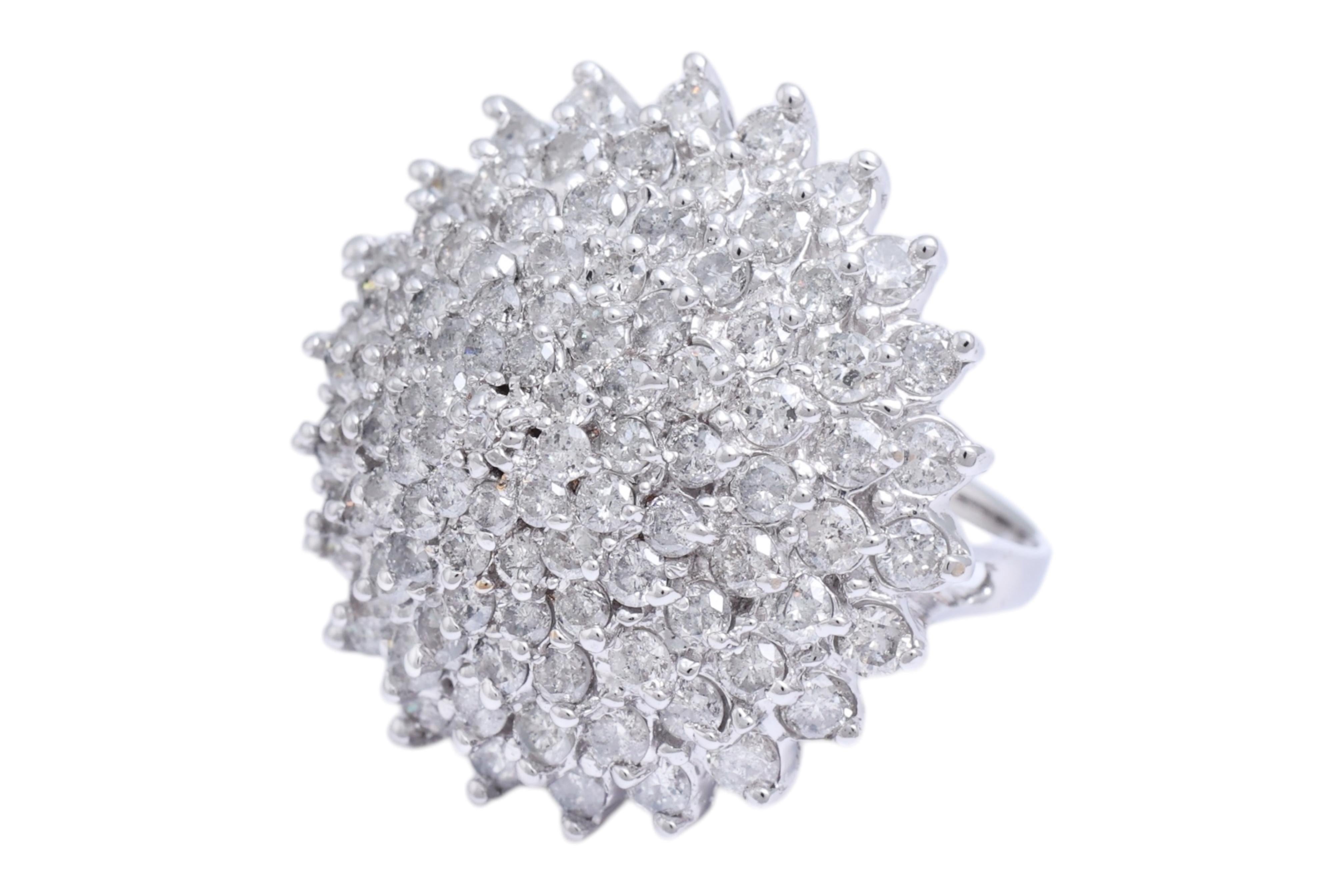 Artisan Magnificent Dome Flower/Tower Ring full of Diamonds For Sale