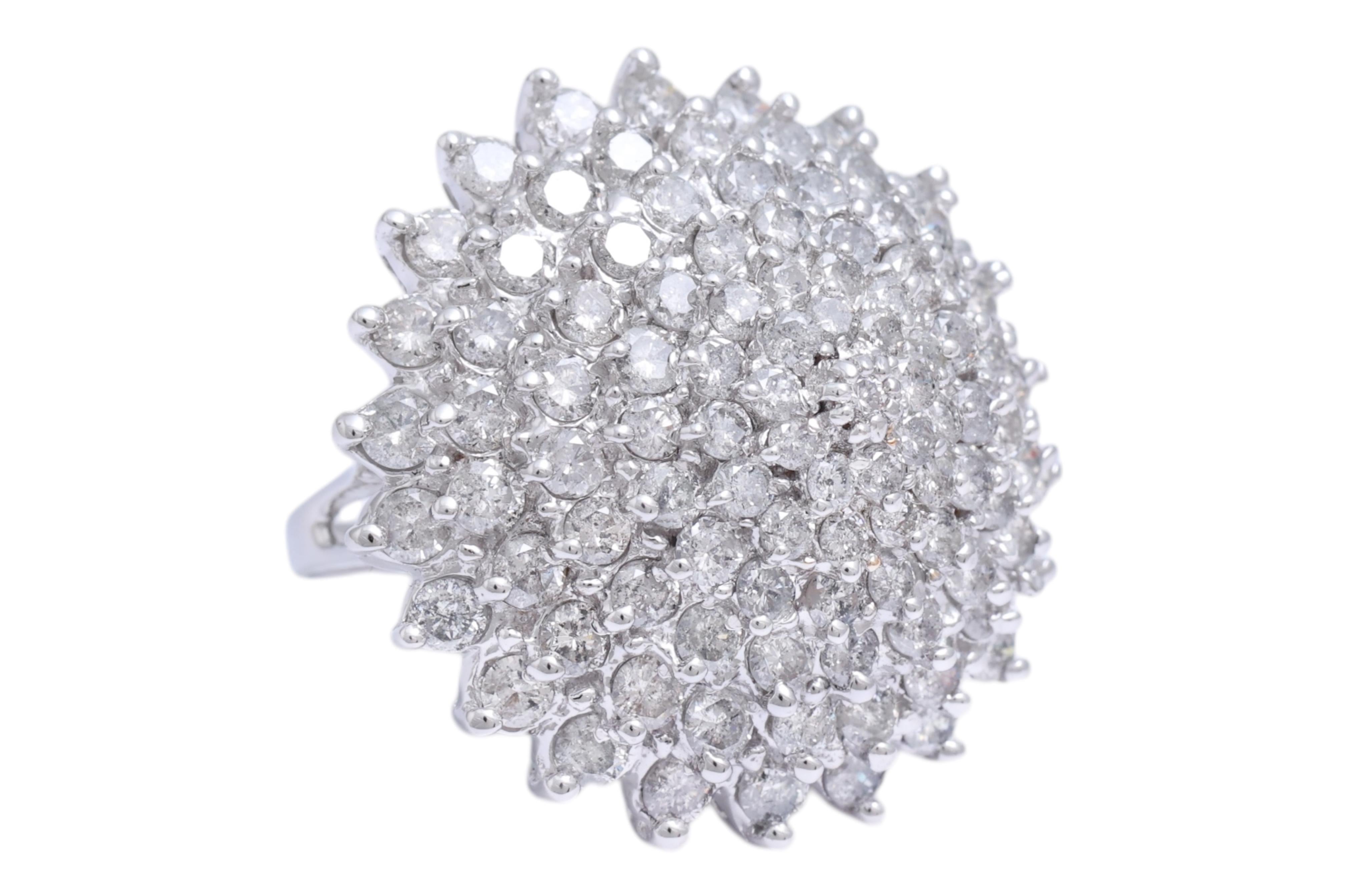 Magnificent Dome Flower/Tower Ring full of Diamonds In New Condition For Sale In Antwerp, BE