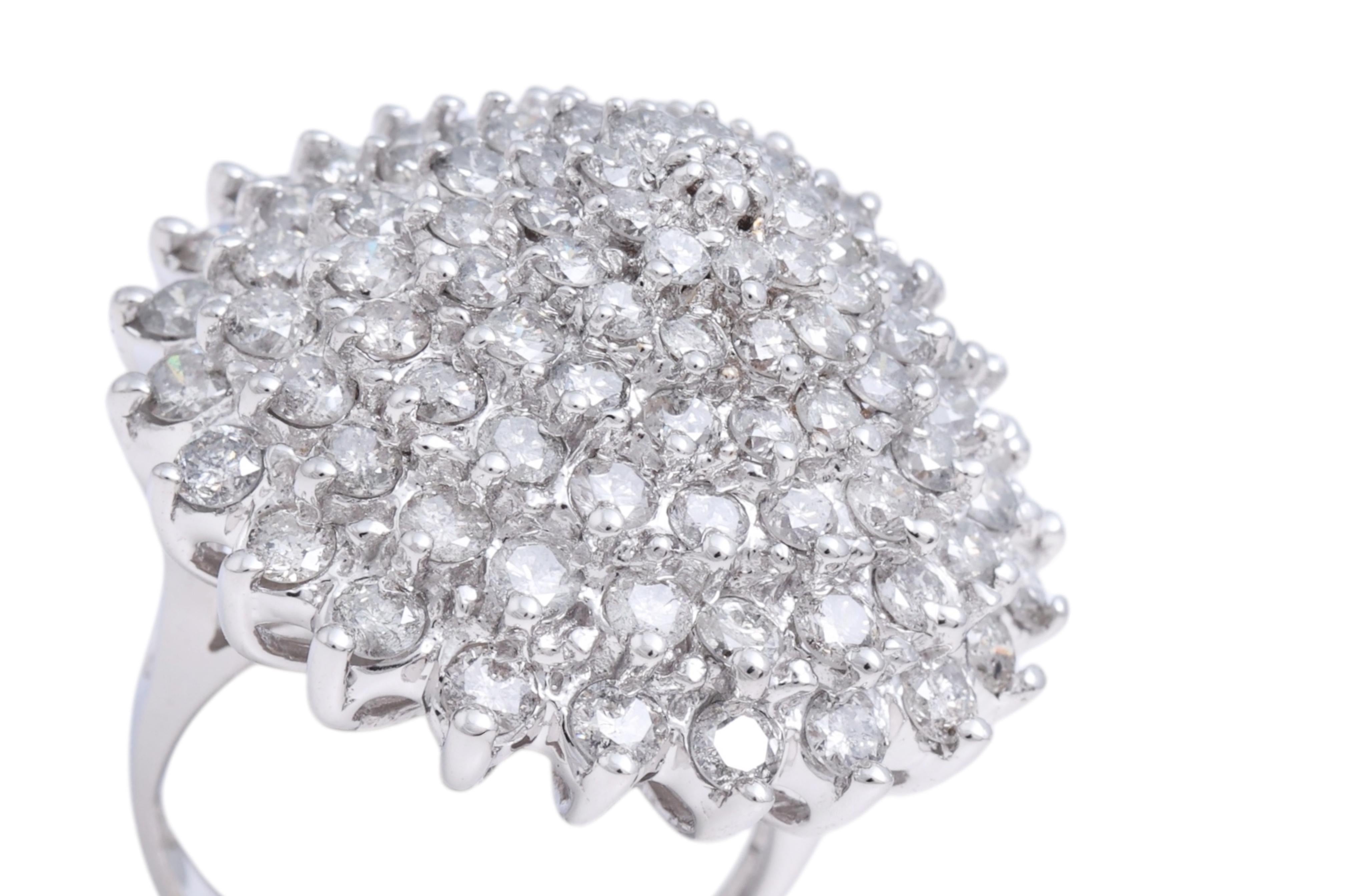 Magnificent Dome Flower/Tower Ring full of Diamonds For Sale 1