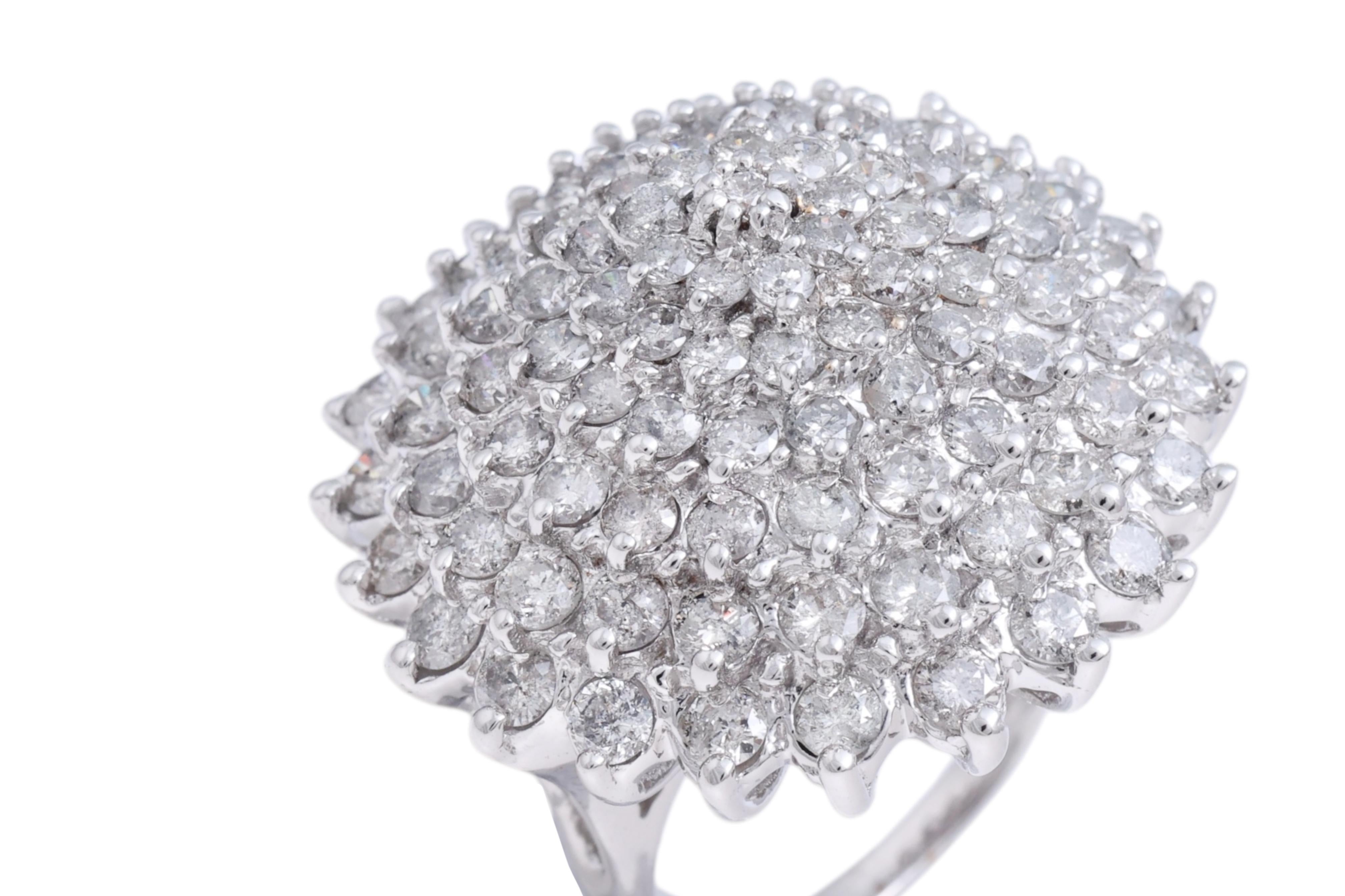 Magnificent Dome Flower/Tower Ring full of Diamonds For Sale 2