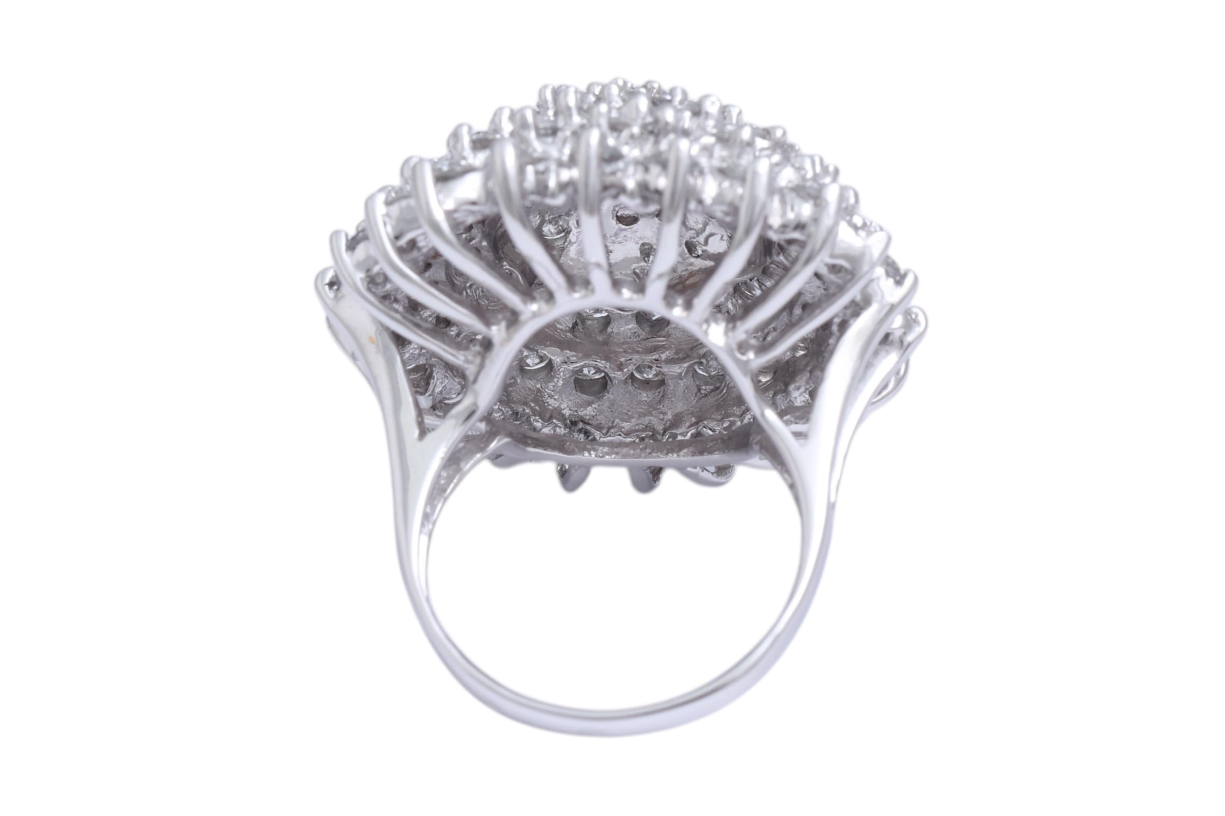 Magnificent Dome Flower/Tower Ring full of Diamonds For Sale 3