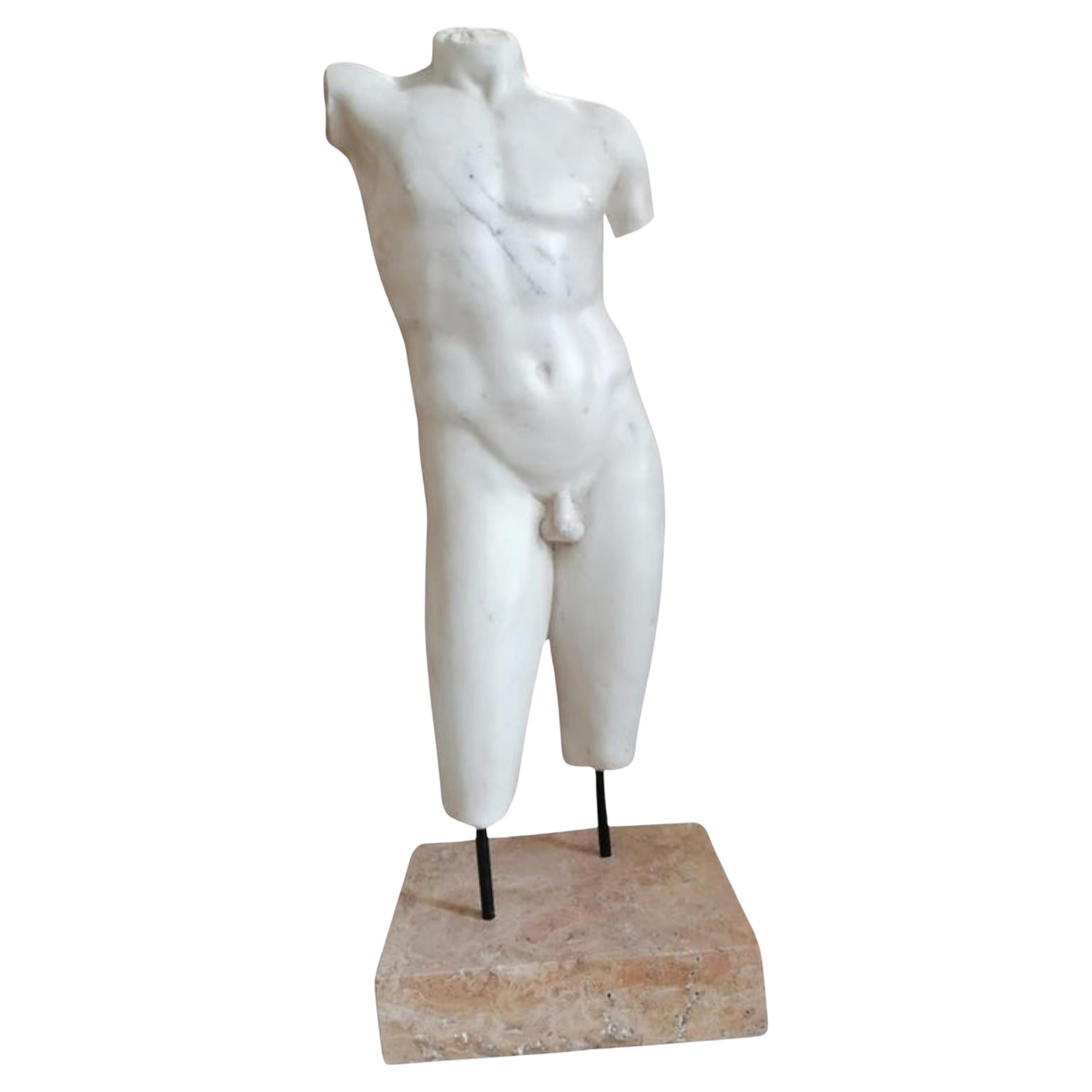 Magnificent "Dorso Masculino" Sculpture in Carrara Marble the, Late 19th Century For Sale
