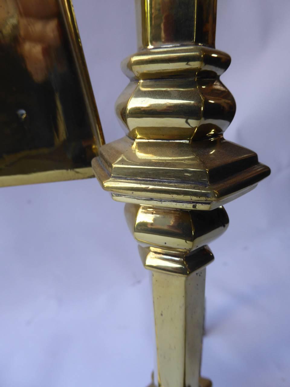 Magnificent Dutch Polished Brass Fireplace Tool Set 8