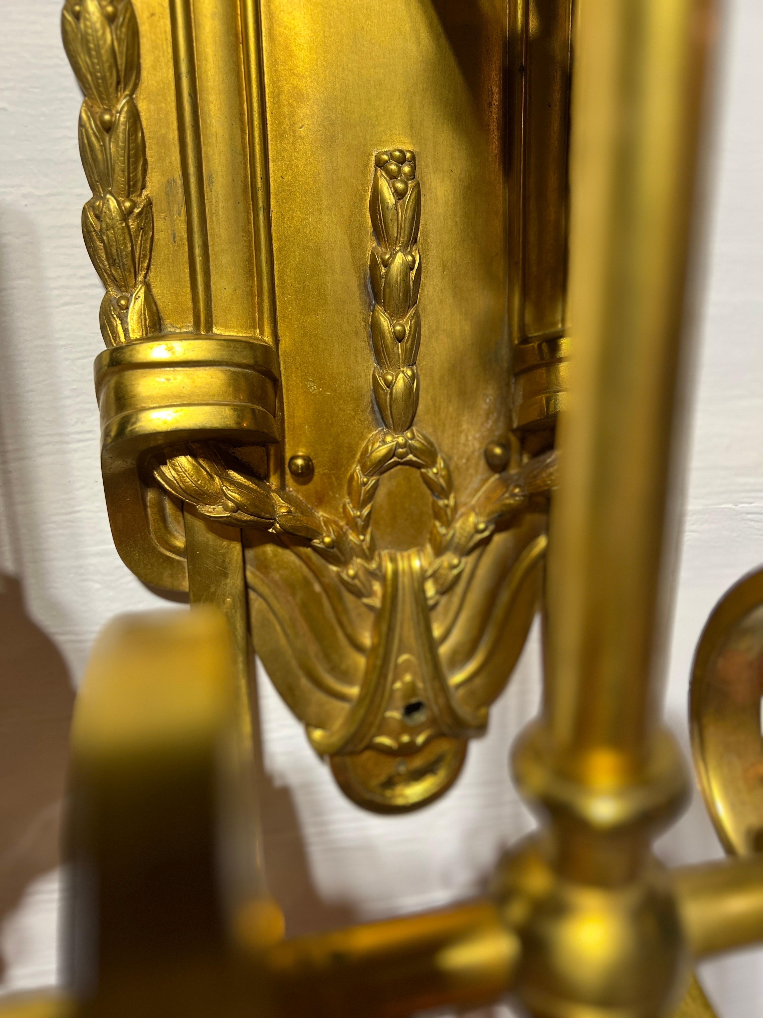 Magnificent E. F. Caldwell & Co Gilt Bronze Two Arm 6-Light Wall Sconce For Sale 3