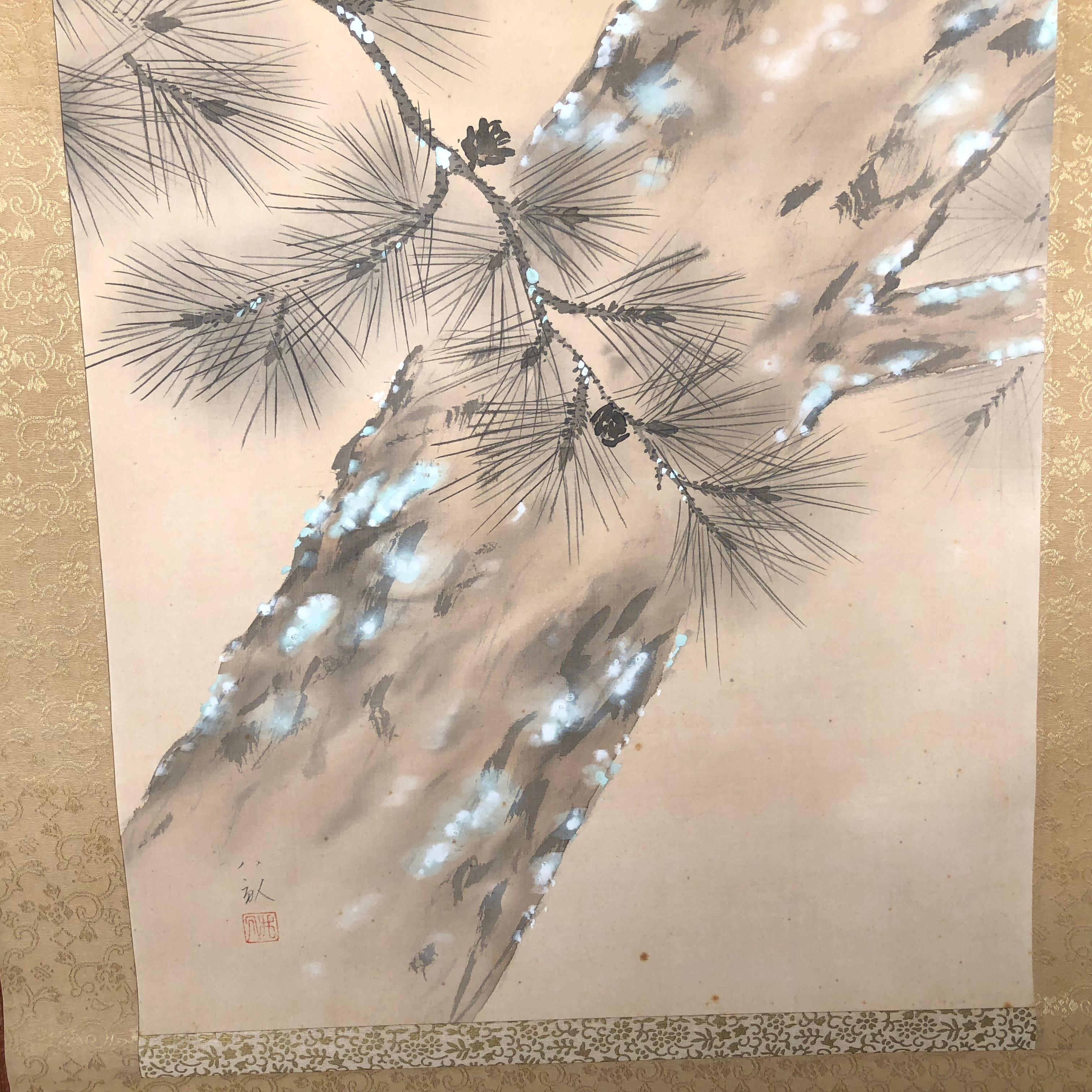 Magnificent Eagle Japanese Antique Hand Painted Silk Scroll 1