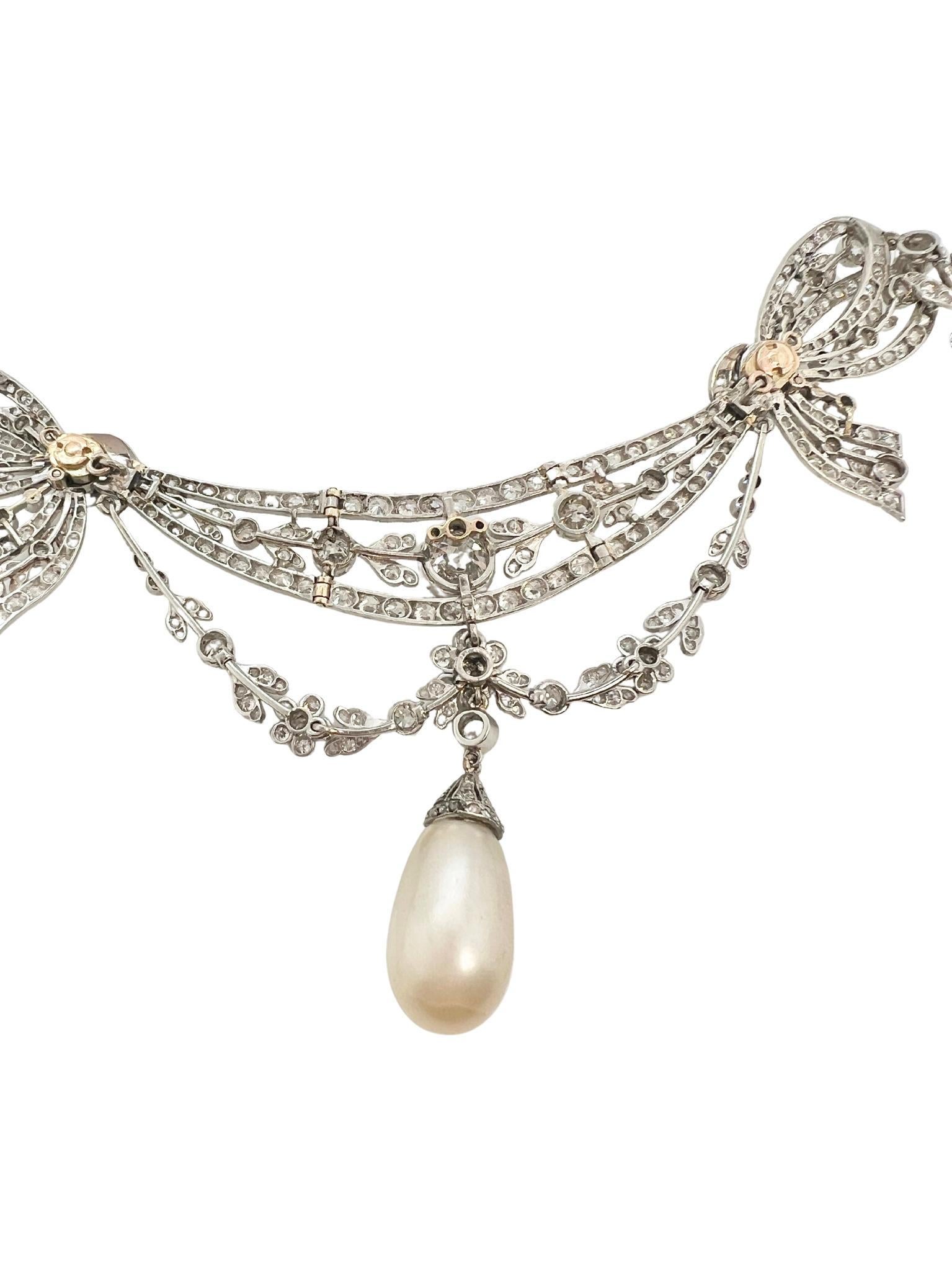 Édouardien Magnifique collier édouardien en platine et diamants en vente