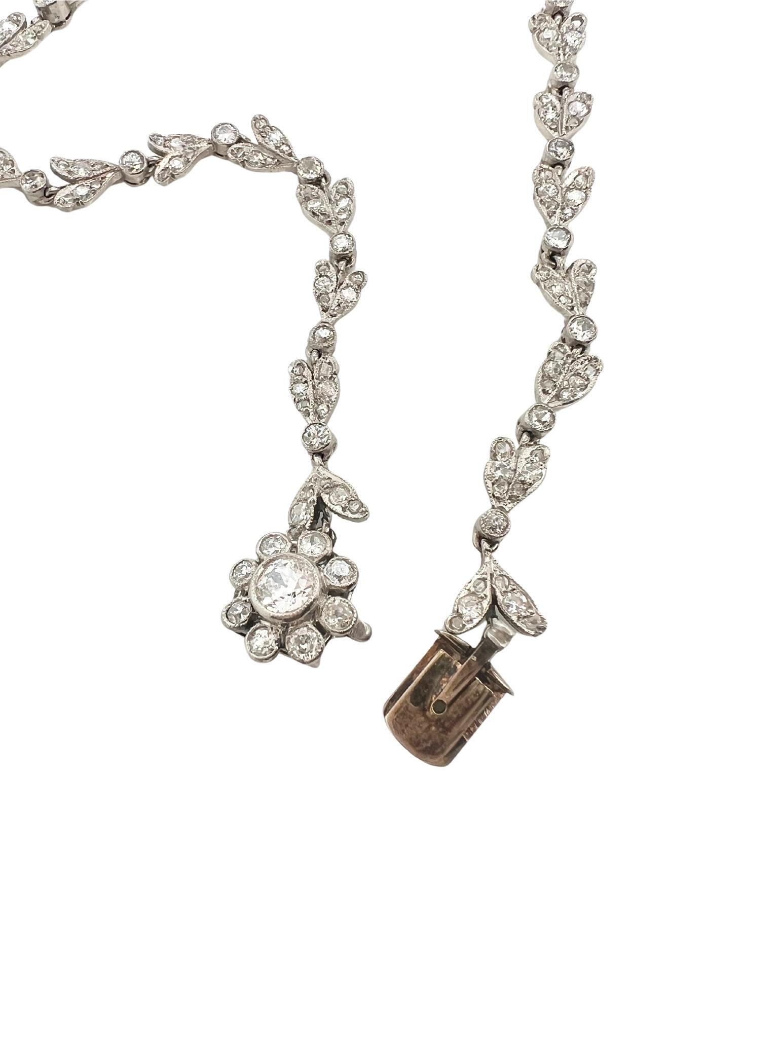 Taille vieille mine Magnifique collier édouardien en platine et diamants en vente