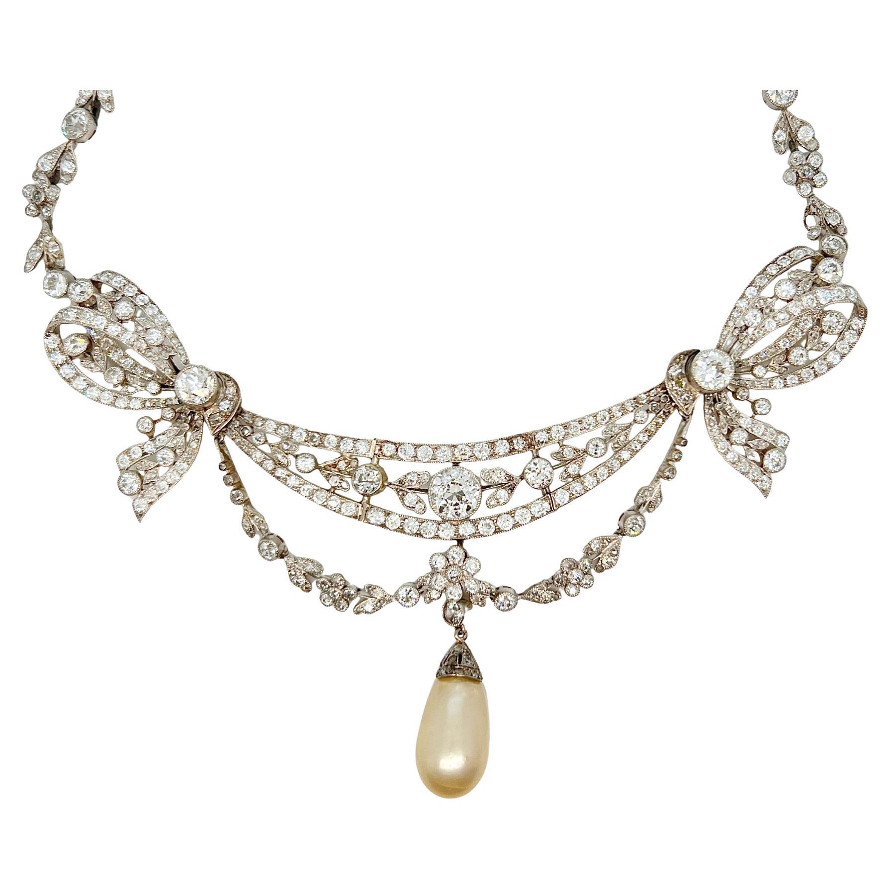 Magnífico collar eduardiano de diamantes en platino