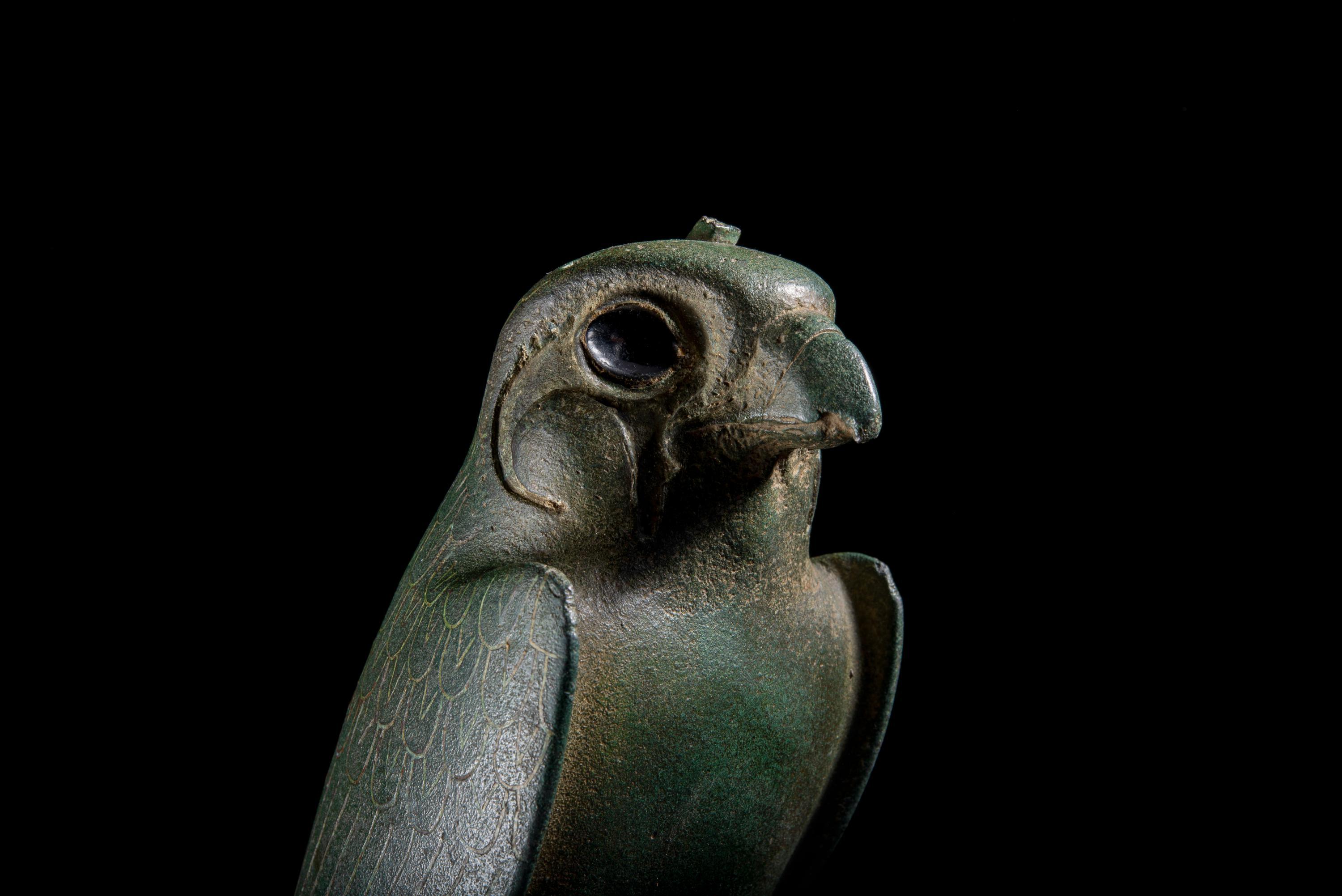 Egyptian Bronze Horus Falcon Statue In Excellent Condition In London, GB