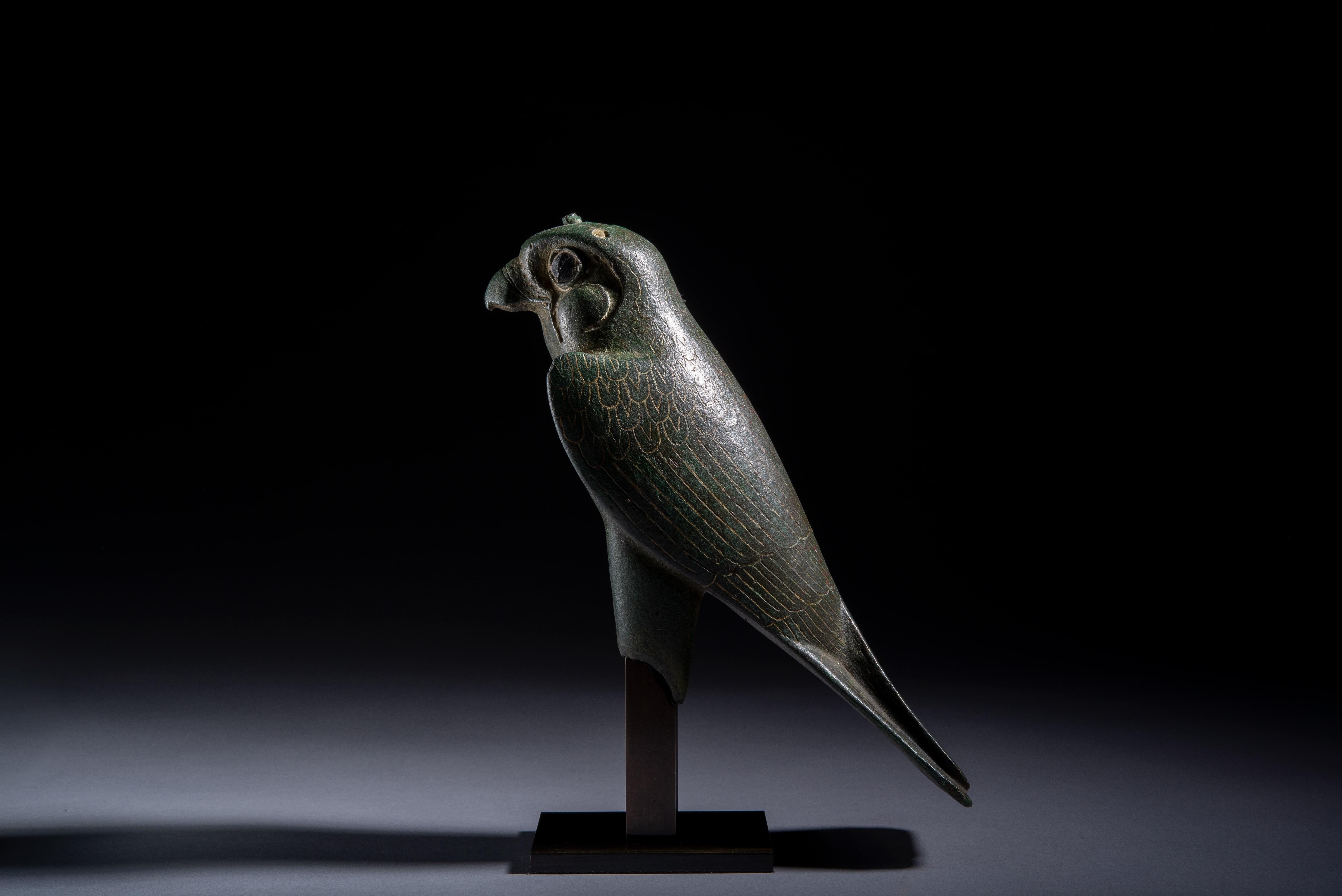 Egyptian Bronze Horus Falcon Statue 1